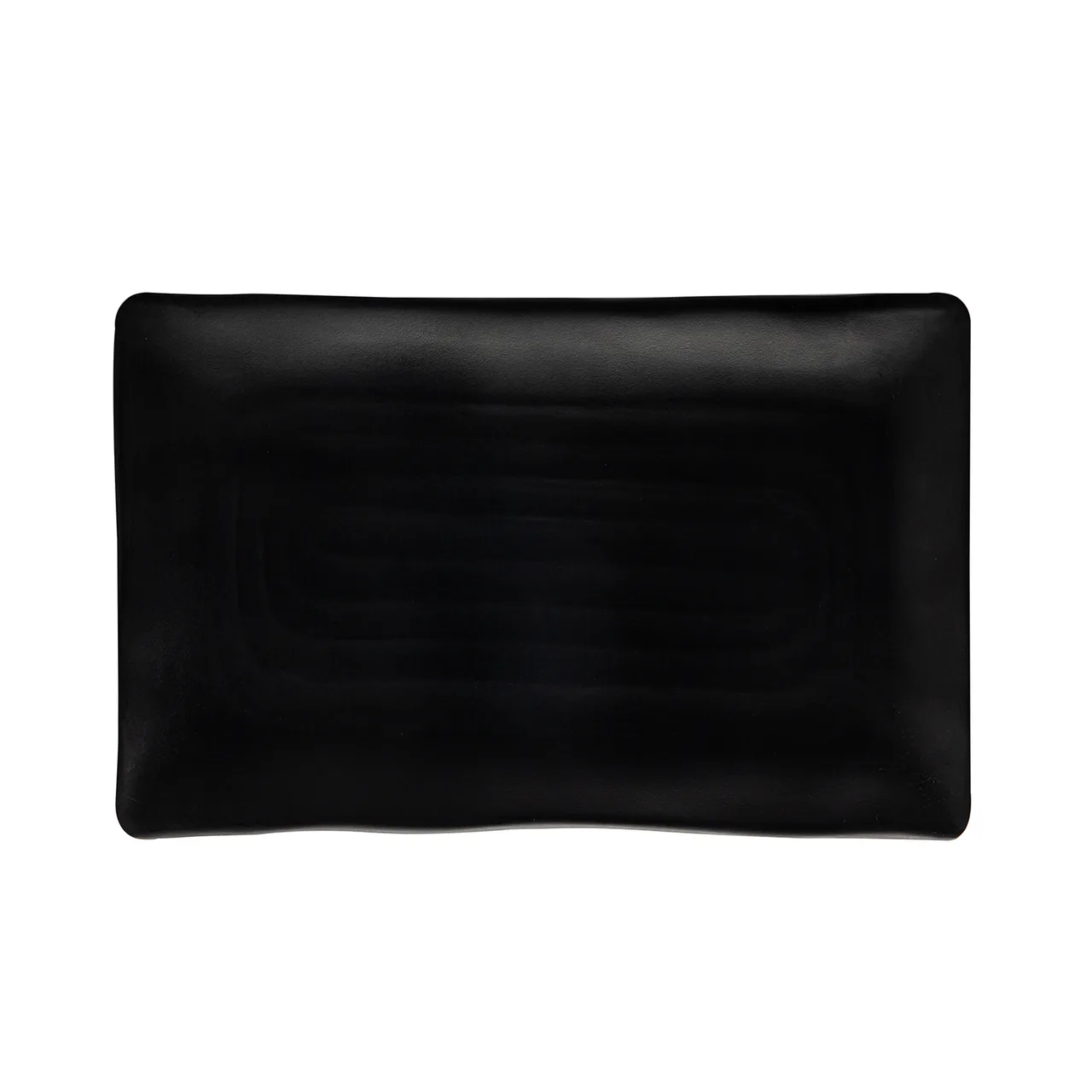 CAC China XDUK-RT141 Platter 14" W x 9" D x 7/8" H Rectangular Black Curved Edge Medium Rim- Dozen