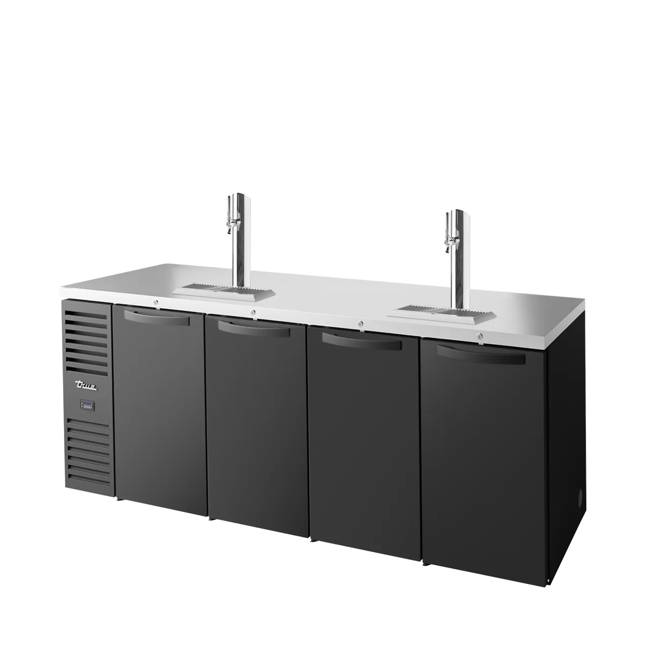 True TDR92-RI 96" Four Section Black Draft Beer Cooler, LED Lighting, 120 Volts