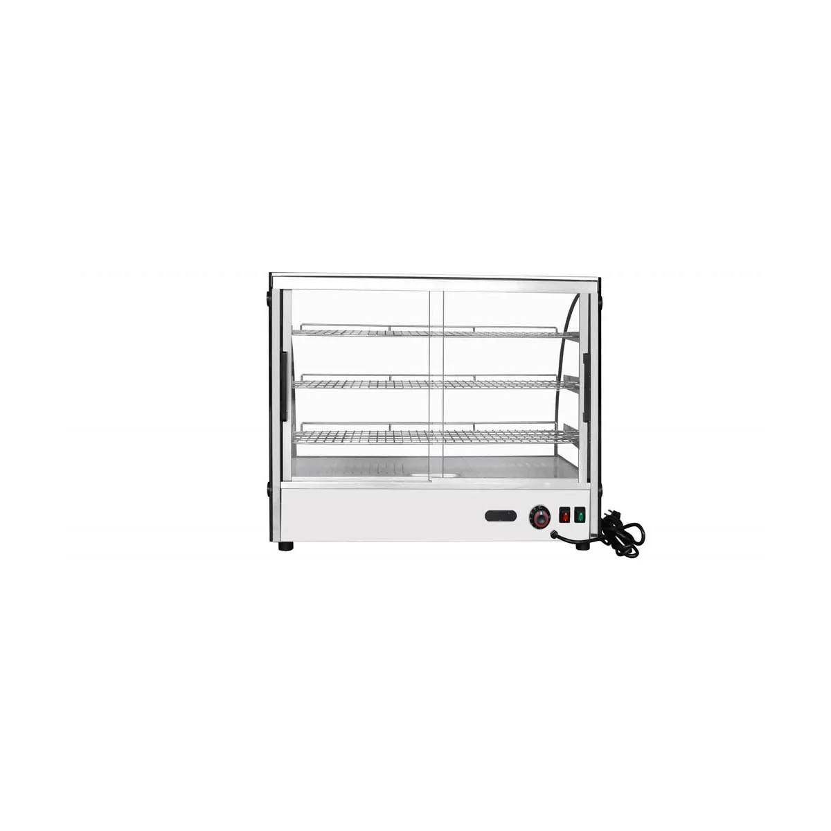 Atosa USA CHDC-44 27“ Countertop Heated Display Case, 3 Shelves, Curved Glass, 4.4 cu. ft.