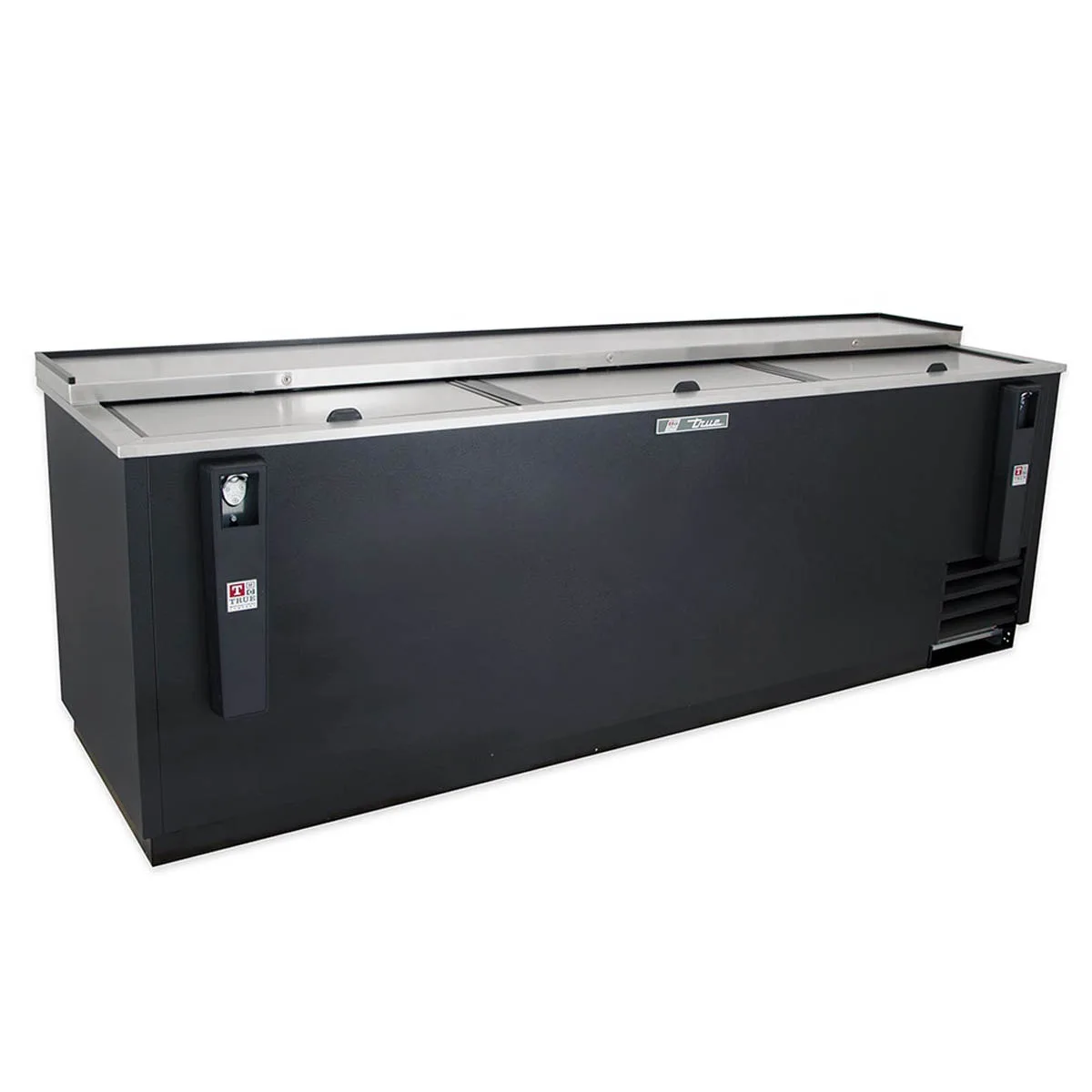 True TD-95-38-HC 95" Solid Slide Lid Deep Well Horizontal Bottle Cooler w/ LED Lighting