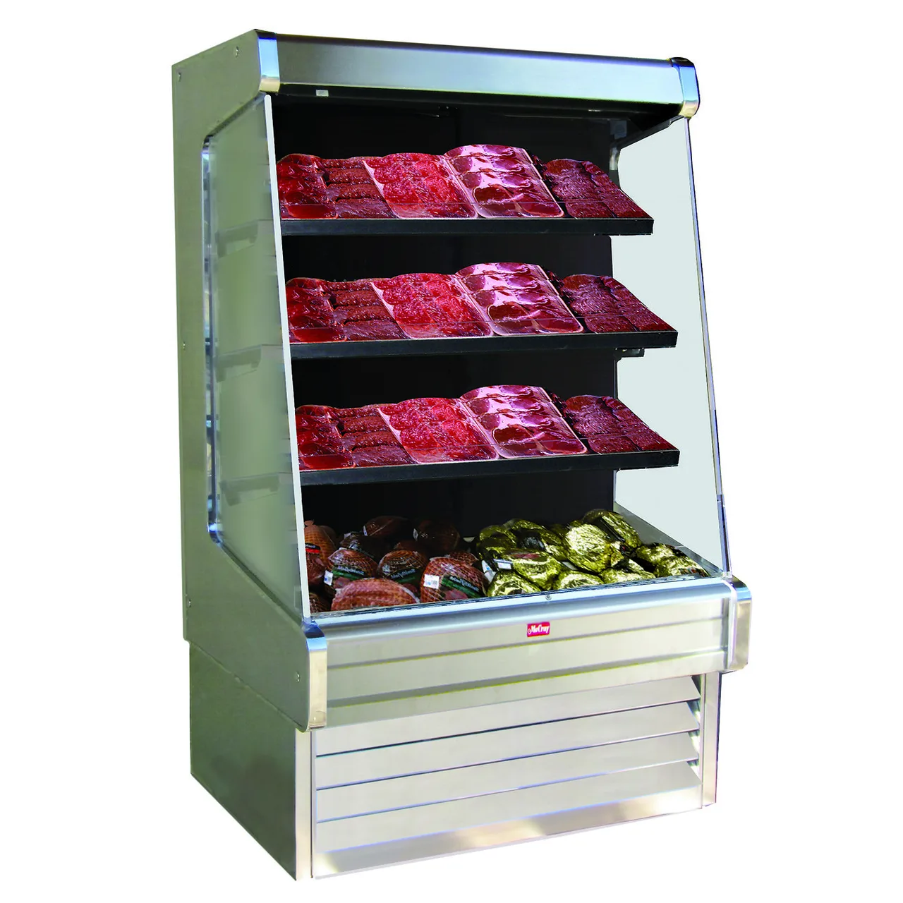 Howard-McCray SC-OM30E-3-S-LED 39'' Vertical Meat Open Merhandiser, Stainless Steel, Self-Contained