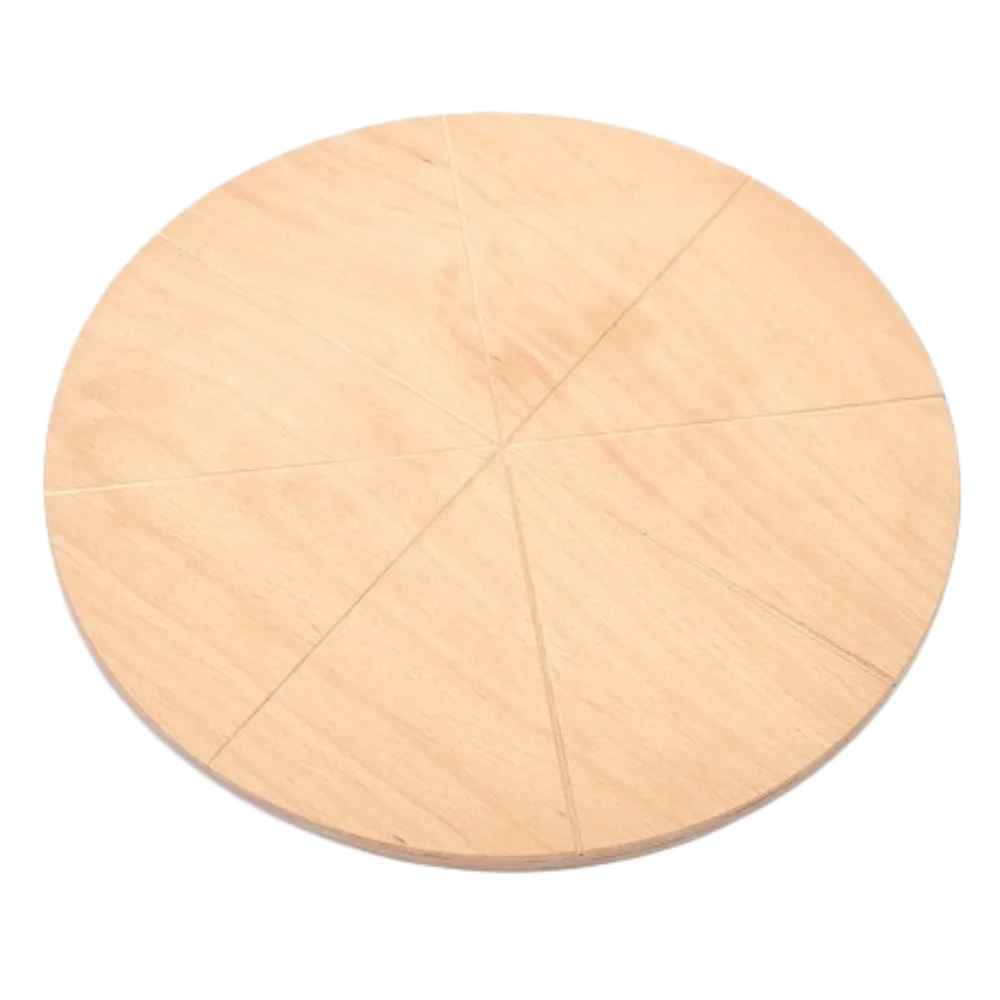 Omcan USA 81216 Cutting Board – Round 19-7/10" Diameter, 1/2" Thick Beech Plywood, 8 Carved Slices