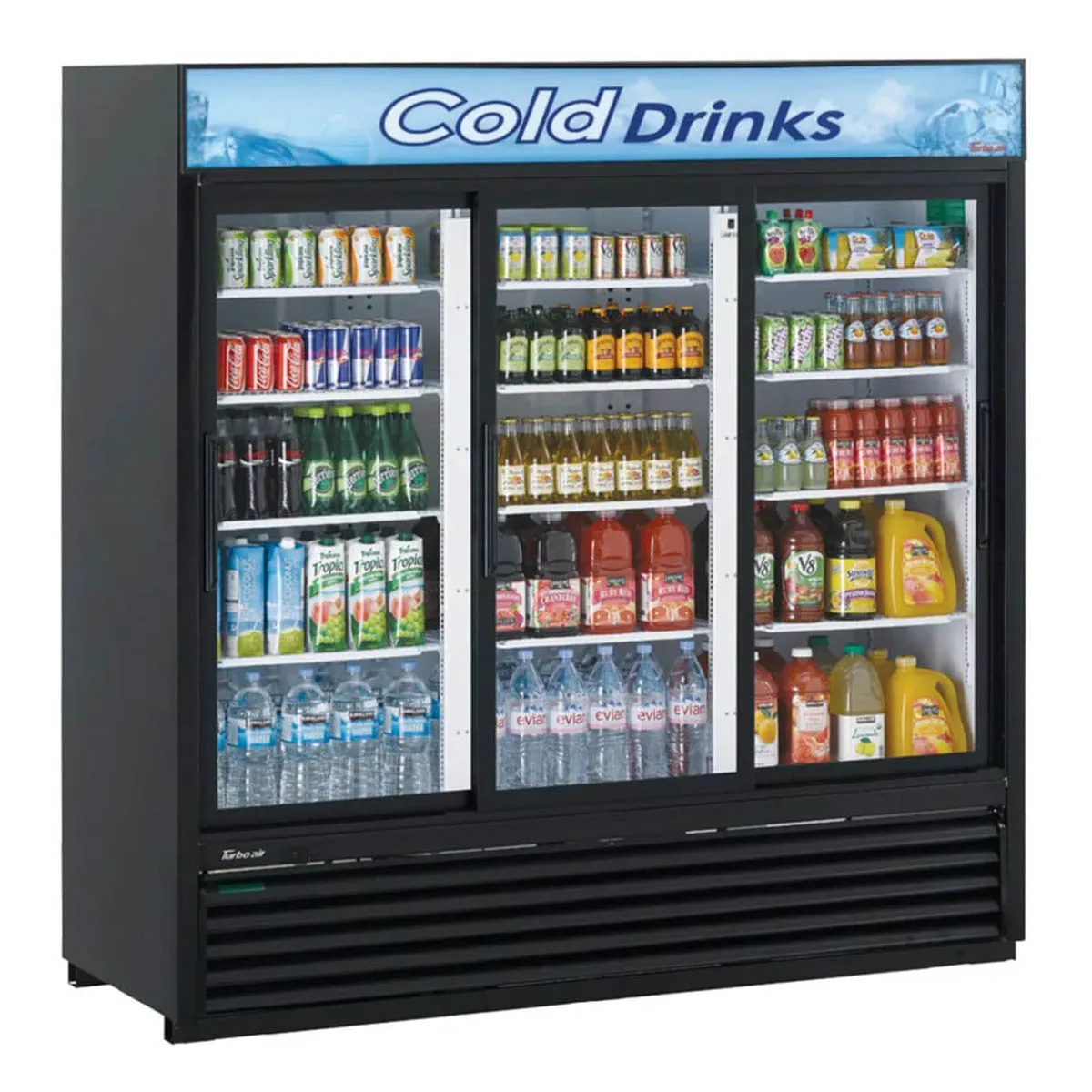 Turbo Air TGM-69R(B)-N 78" 3-Glass Door Merchandiser Refrigerator, 61.83 cu. ft., Black, ENERGY STAR, LED
