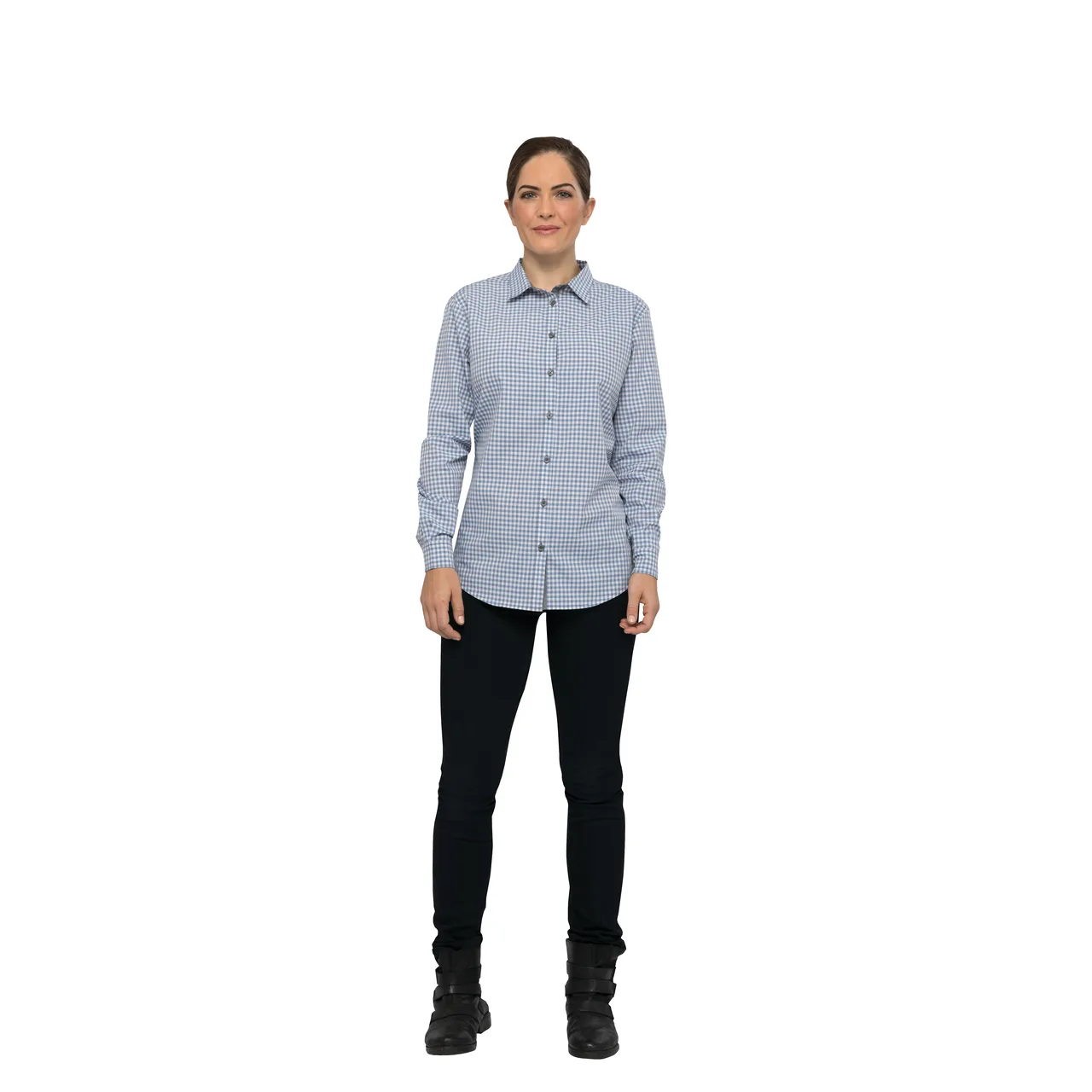 Chef Works SHC05W-SBE-L Women's Cook Shirt, Long Sleeve, Strong Blue, Large, Poly/Cotton