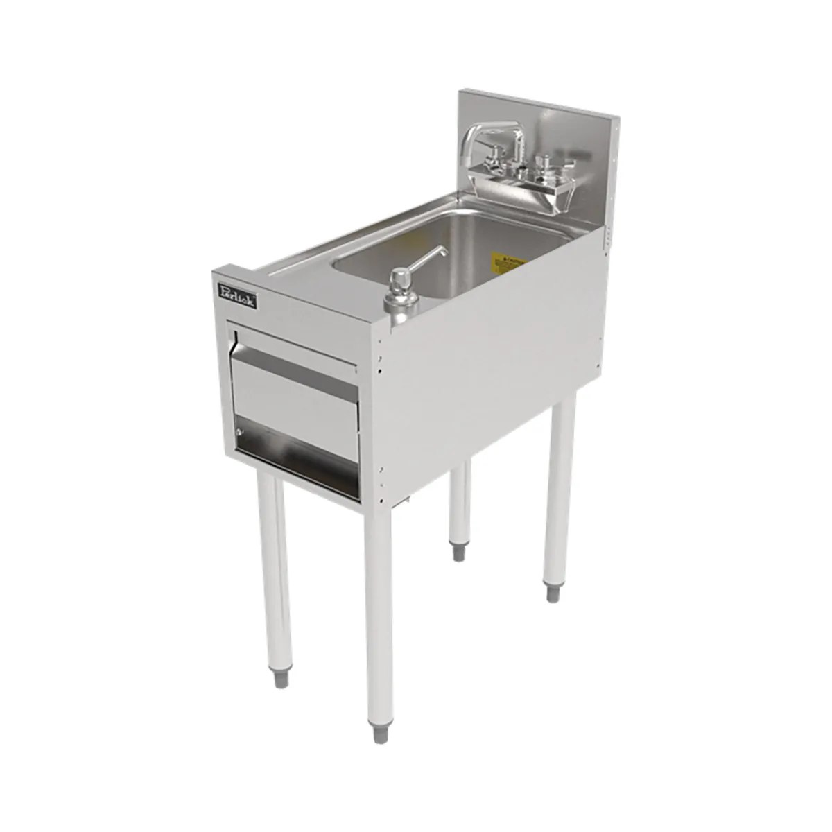 Perlick TSF12HS-STK 12" Underbar Hand Sink Unit w/Soap, Towel Dispenser & 3 Splashes - Quick Ship