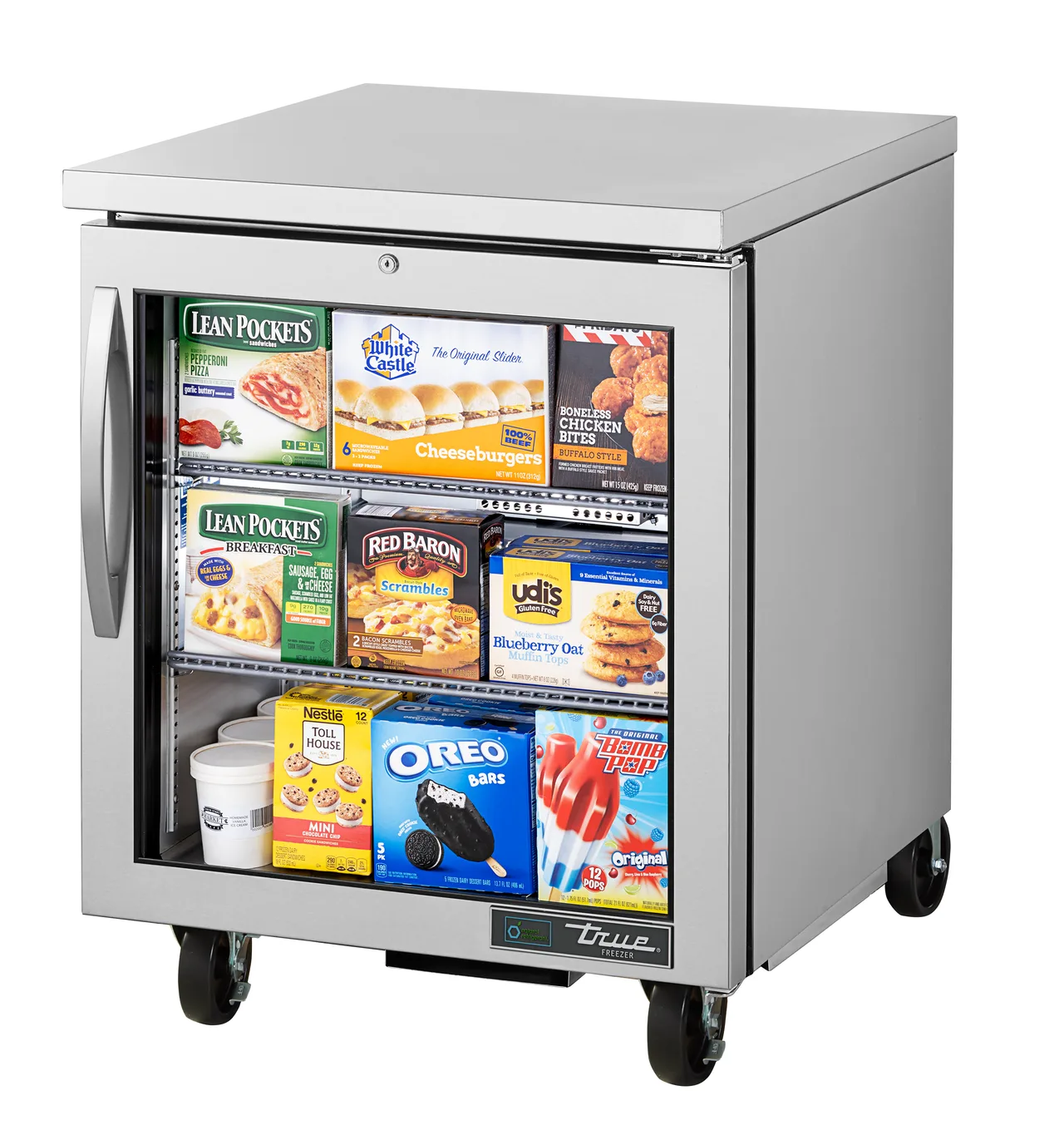 True TUC-27FG-HC~FGD01 28" 1-Glass Door Undercounter Freezer, Stainless Steel Exterior, 7 cu. ft.