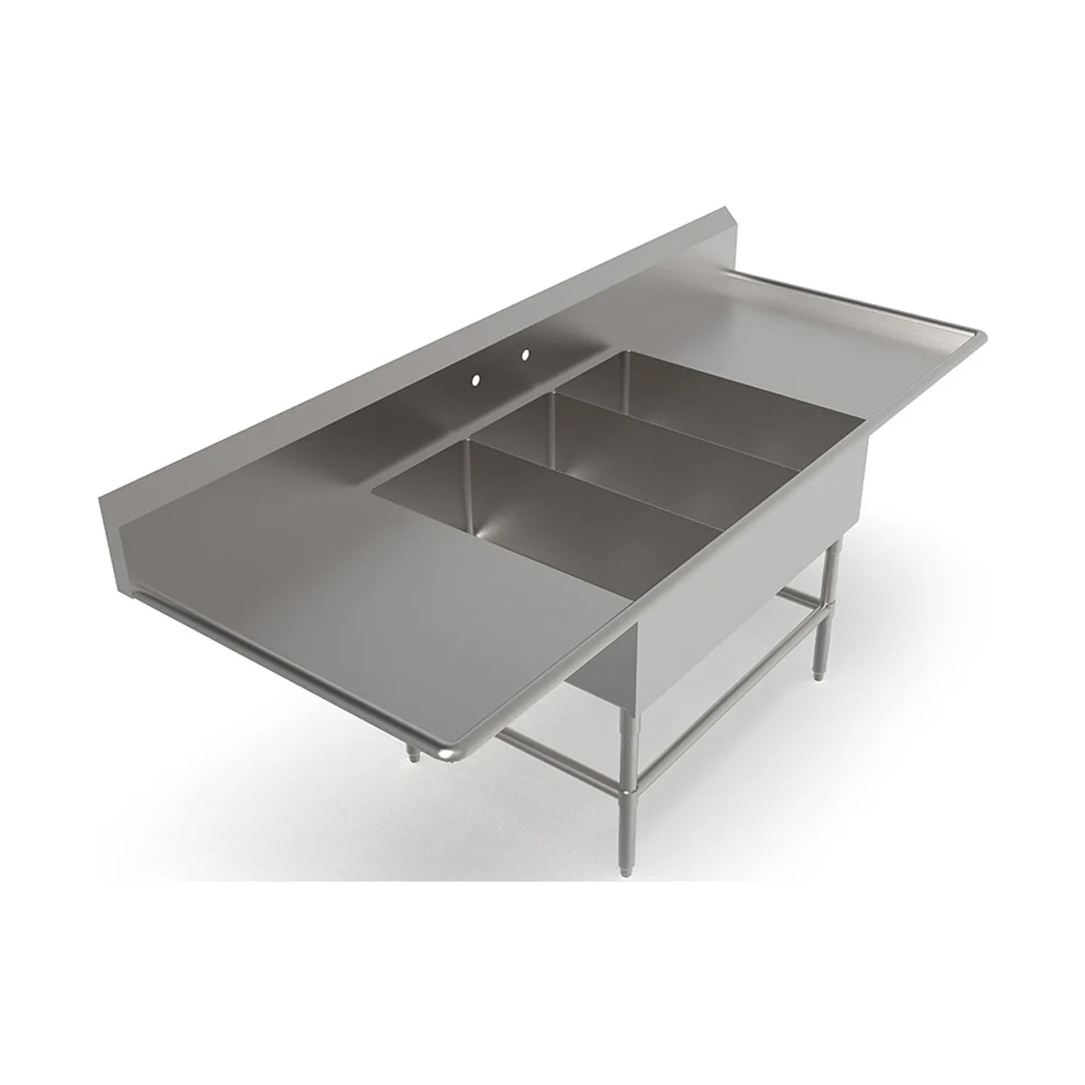 John Boos 3PB1431-2D18 81" Three Compartment Sink, 14"W x 31"L Bowl With 2 Drainboards