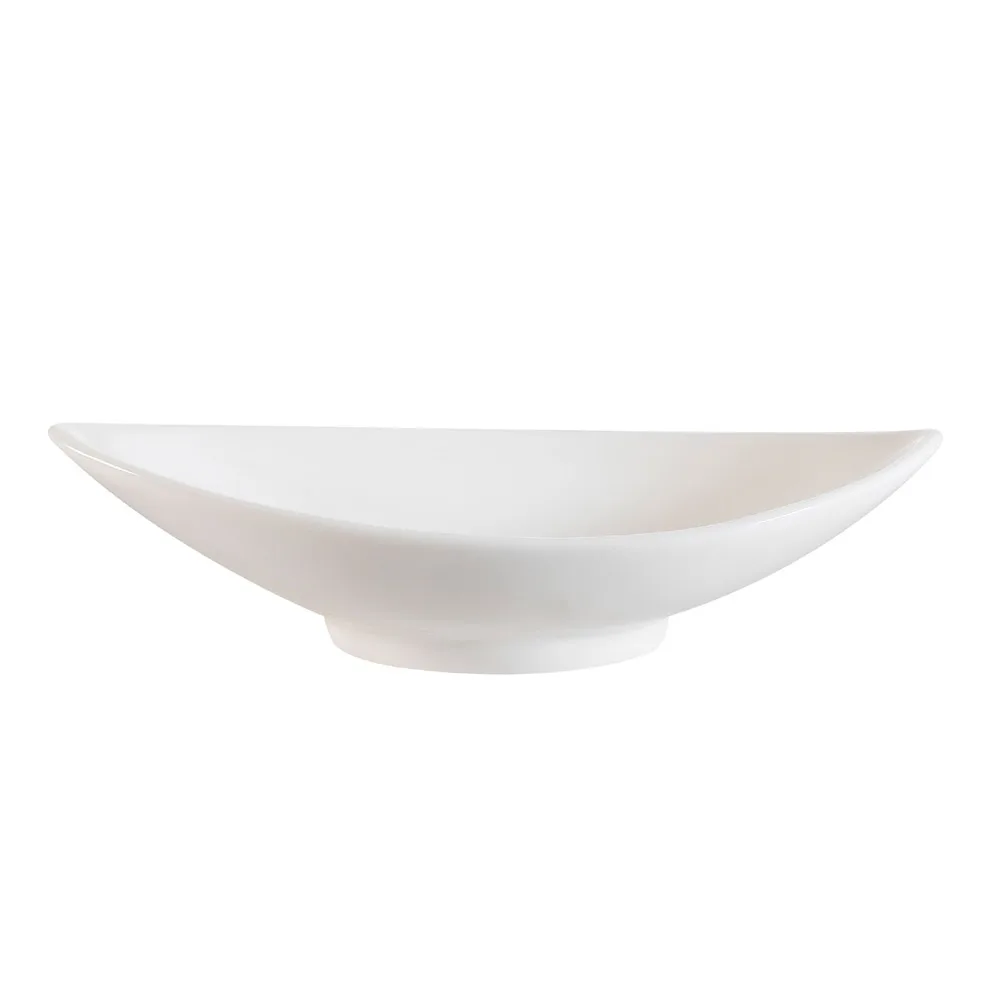 CAC China CND-10 Canoe Bowl, 10.5" L x 5.5" W x 3.5" H Porcelain, White, Safe - 1 Dozen