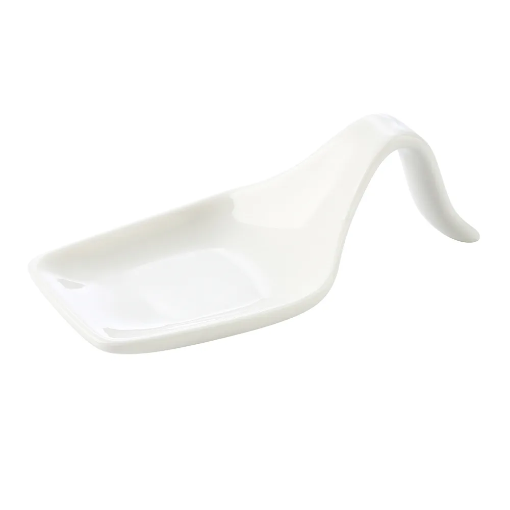 CAC China PTS-50 - Square Soup Spoon, 4" Length, Porcelain Super White, Dishwasher Safe - 1 Dozen