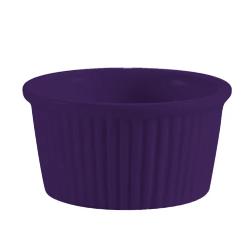 CAC China RKF-1-BLU - 1 oz. Blue Stoneware Ramekin, 2¼" Dia x 1⅛" H, Fluted, Dishwasher Oven Microwave Safe - 1 Dozen