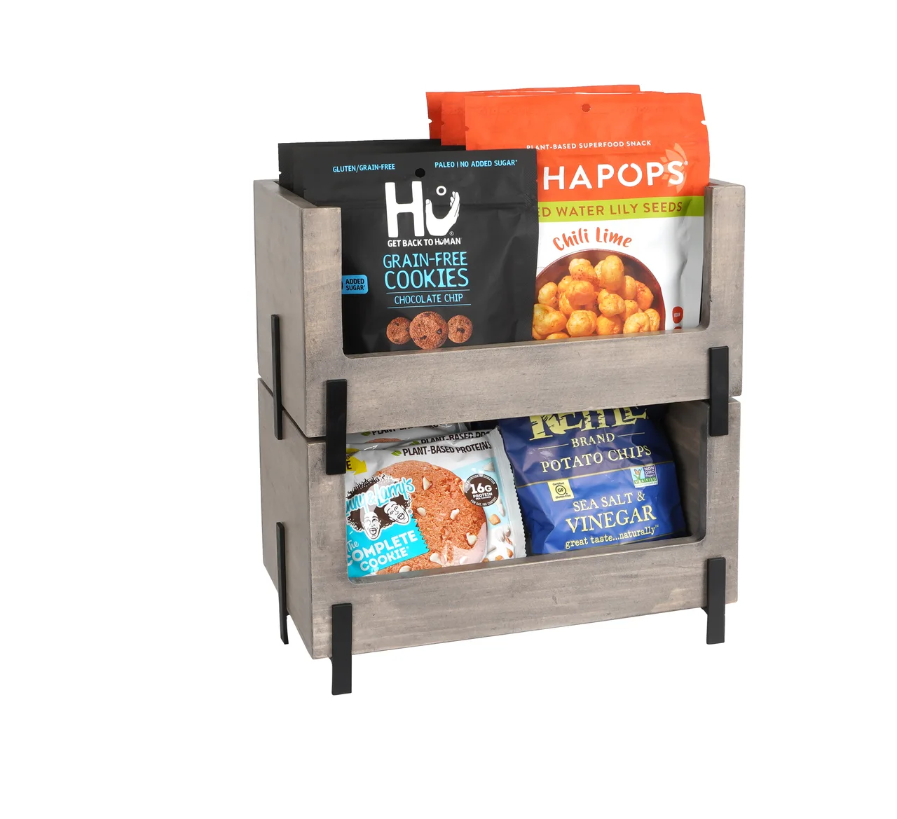 Cal-Mil 22407-1210-110 Gray-Washed Pine Wood Stacking Bin Merchandising Cart, 12"W x 10"D x 6"H
