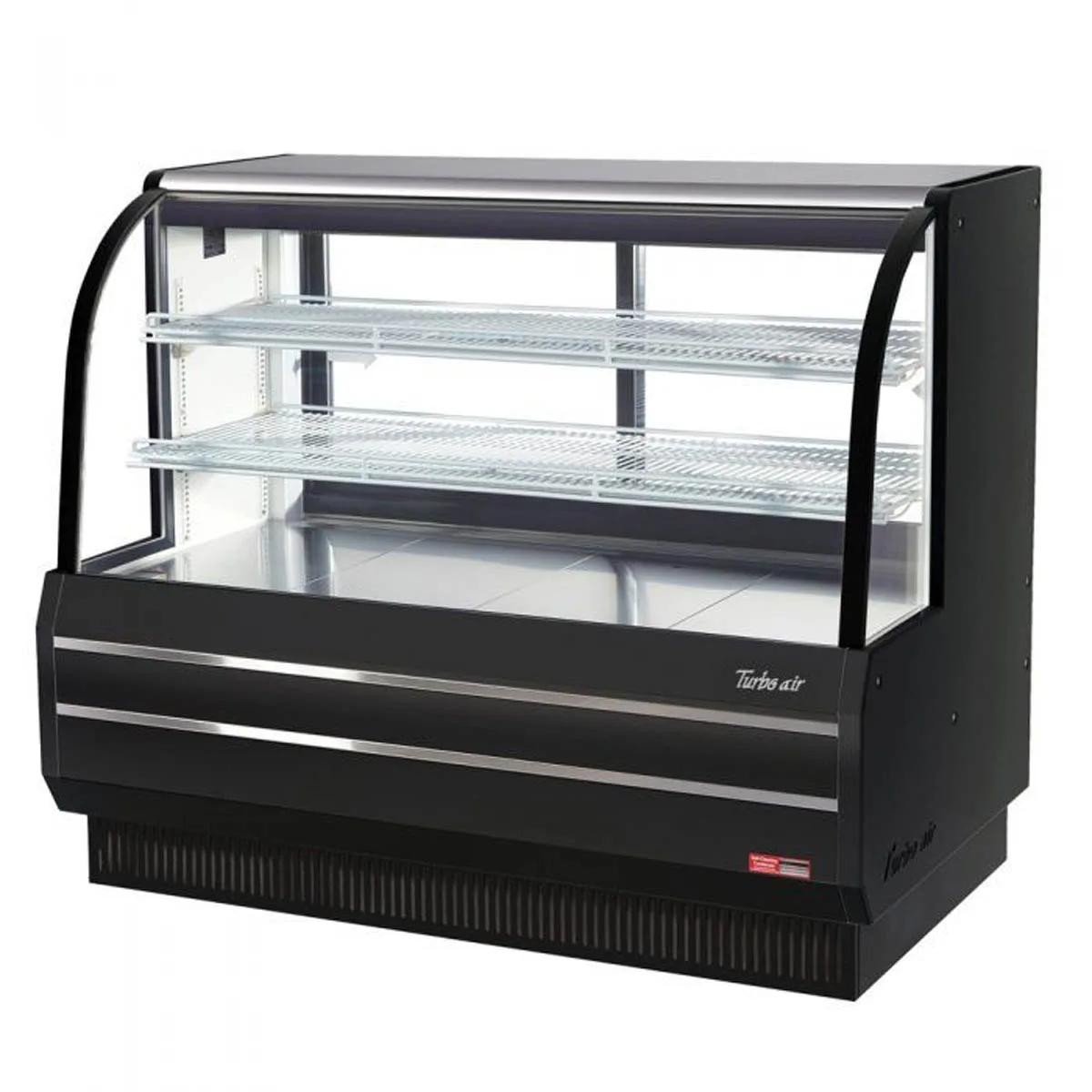 Turbo Air TCGB-60DR-W(B) 60" Full Service Non-Refrigerated Bakery Display Case, Curved Front Tempered Glass,  Specify Exterior Color, 2 Shelves - 19.4 cu. ft.
