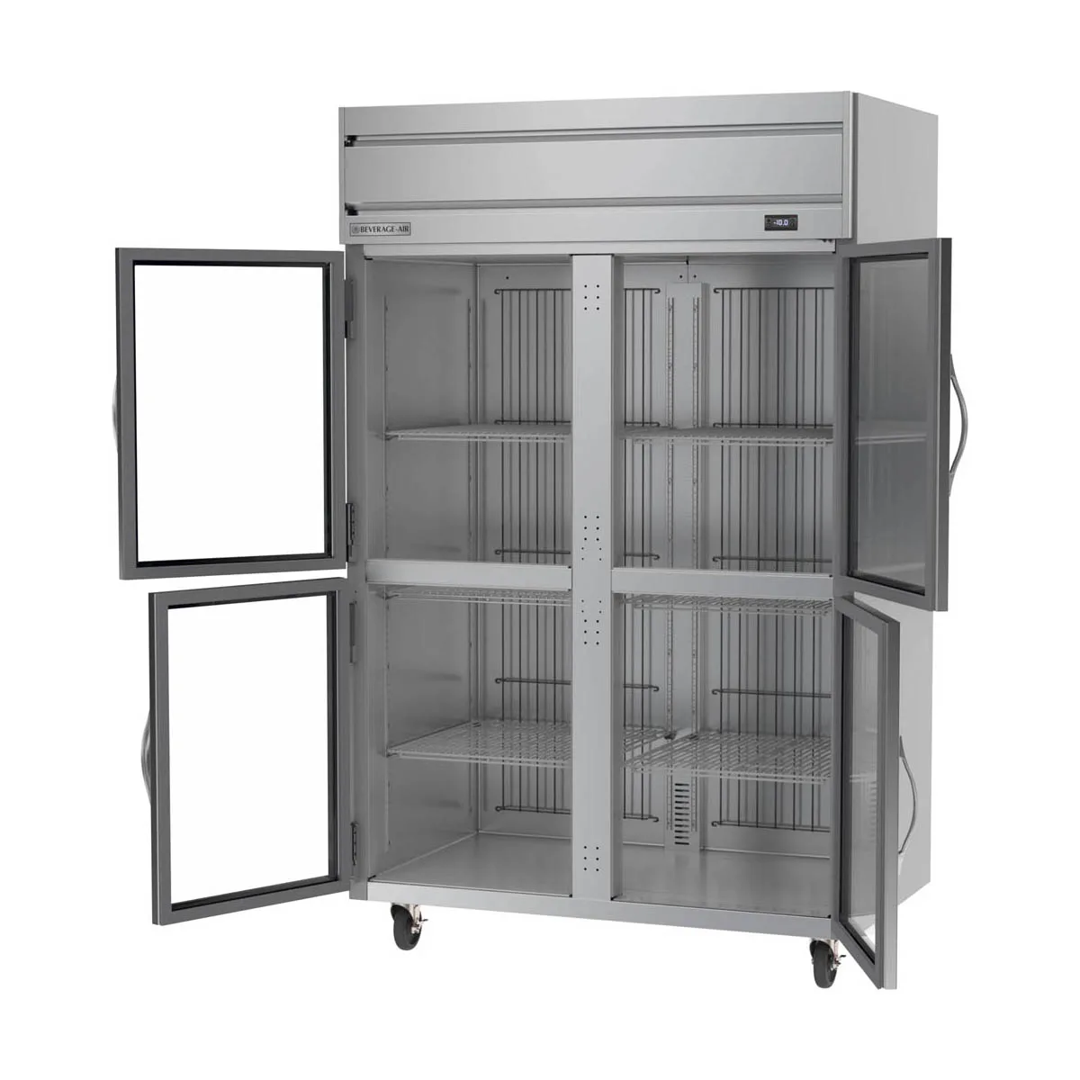 Beverage Air HFS2HC-1HG 52" 4 Half Glass Door 2-Section Reach-In Freezer, Top Mount, 46.29 cu. ft.