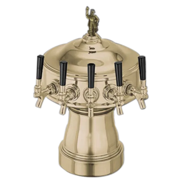 Perlick 4005-6BTF Gambrinus Draft Beer Dispensing Tower, Tarnish-Free Brass, 6 Faucets