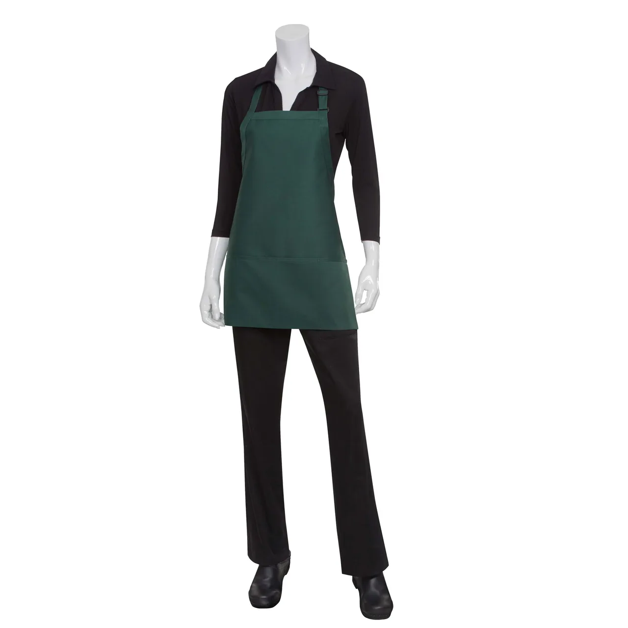 Chef Works F10 -WHT-0 Bib Apron, 24"L x 27-1/2"W, Adjustable Neck, 3 Pocket, 65/35 Poly/Cotton, White