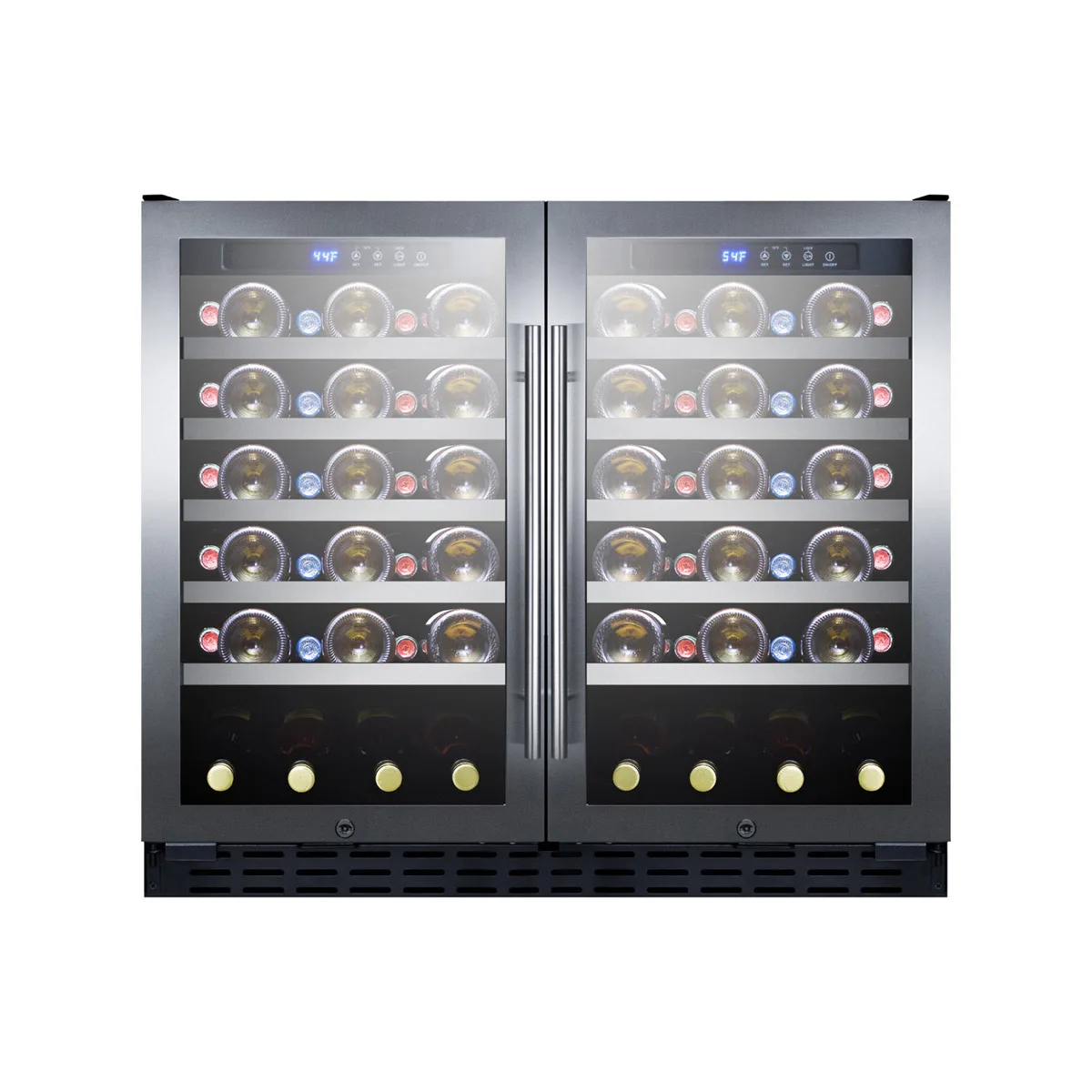 Summit SWC3668 35" Glass Door Wine Refrigerator, Dual Temperature, 68 Bottles