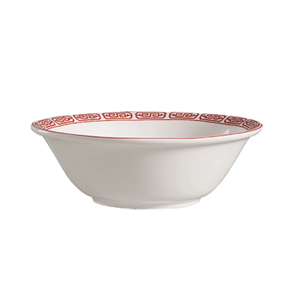 CAC China 105-94 Noodle Bowl, 9" Diameter, 50 oz, Round Porcelain, Red/Bone White - Dozen