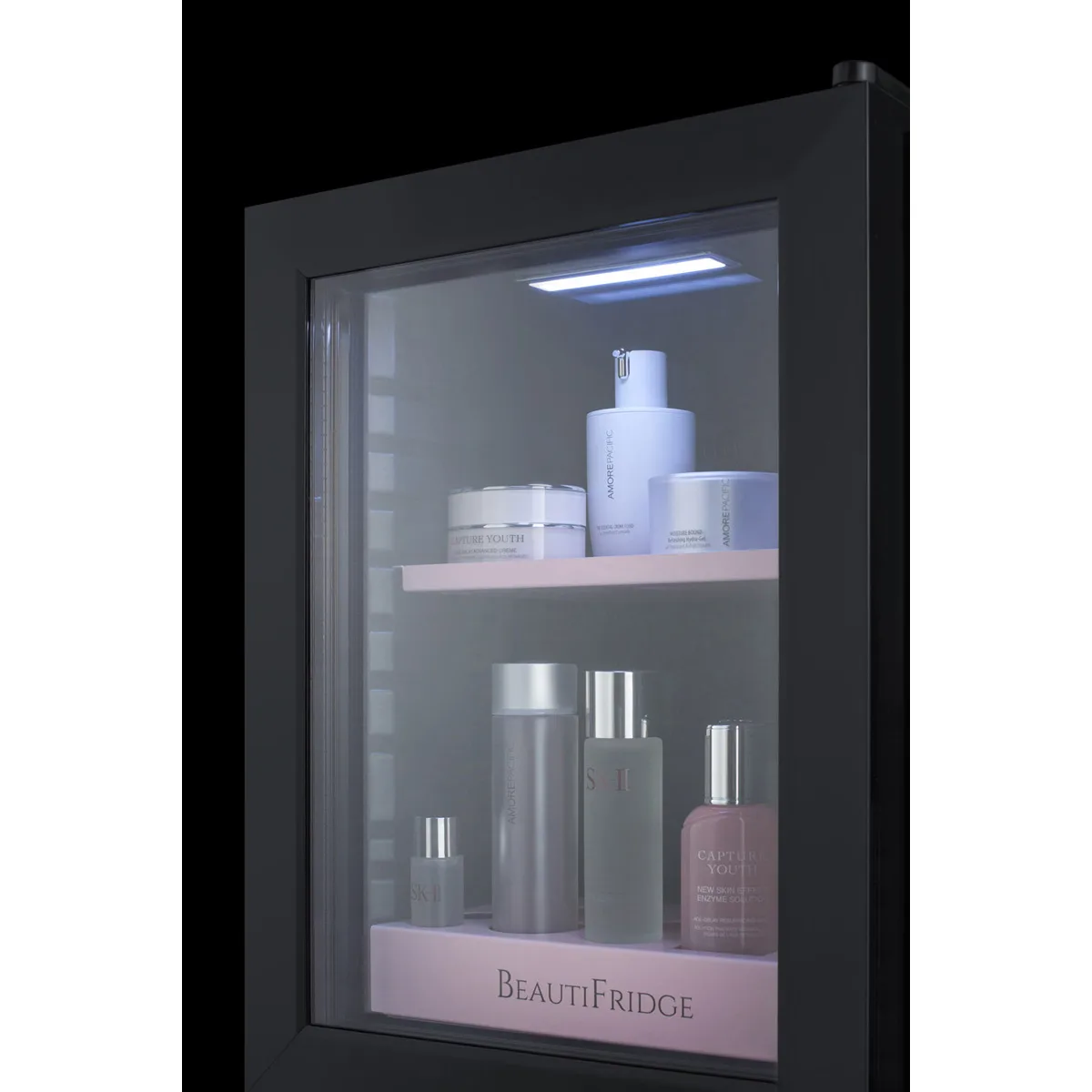 Summit LX114LP 13-3/4" Compact BeautiFridge Cosmetics Refrigerator, Pink Shelves, 0.85 cu.ft