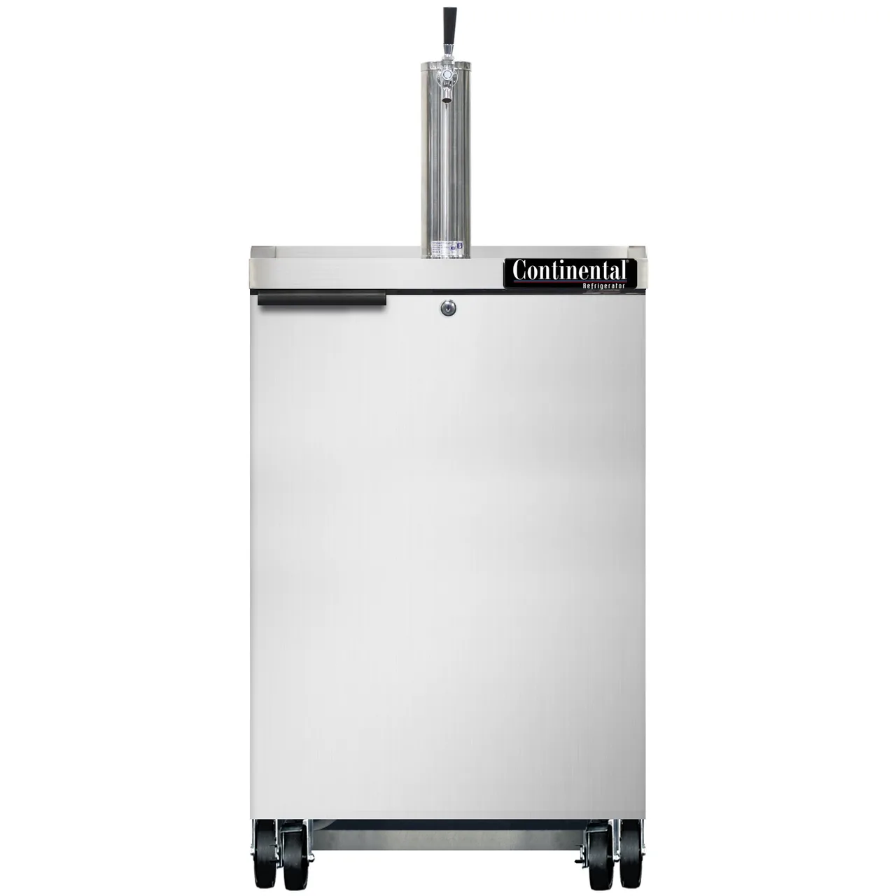 Continental Refrigerator KC24NSS – 24" Keg Cooler, 8.0 Cu Ft, 1‑Barrel, Door Lock, R290, 5" Casters