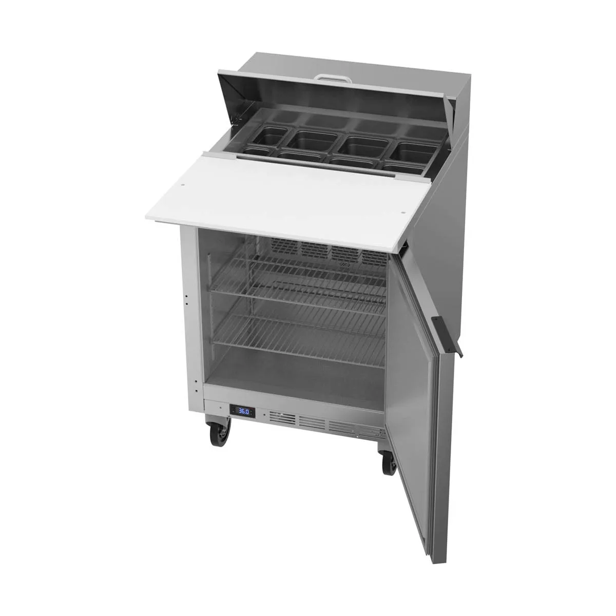 Beverage Air SPE27HC-C 27" One Section Sandwich/Salad Prep Table w/ 1 Door, 8 pans, 6.75 cu. ft.