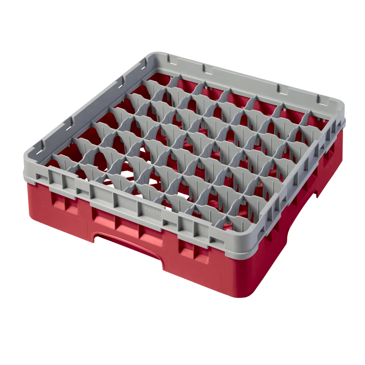 Cambro 49S318163 Camrack Glass Rack, Red, Full Size, 19-3/4 x 19-3/4, 49 Compartments, 2-7/16 Max Dia, HACCP