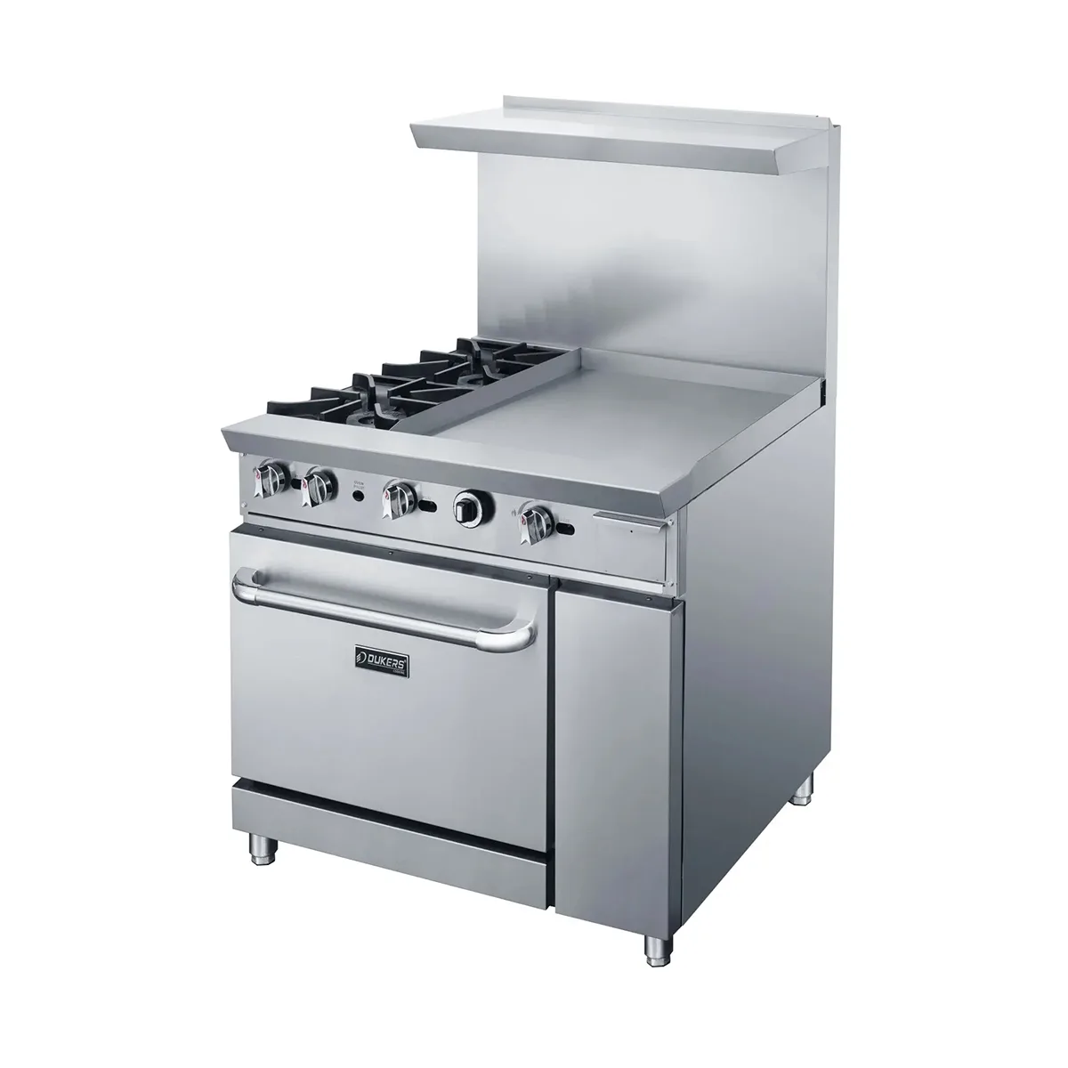 Dukers Appliance Co DCR36-2B24GM 36" Gas Restaurant Range w/ (2) Open Burners, 24" Griddle, (1) Standard Oven, 157.000 BTU 