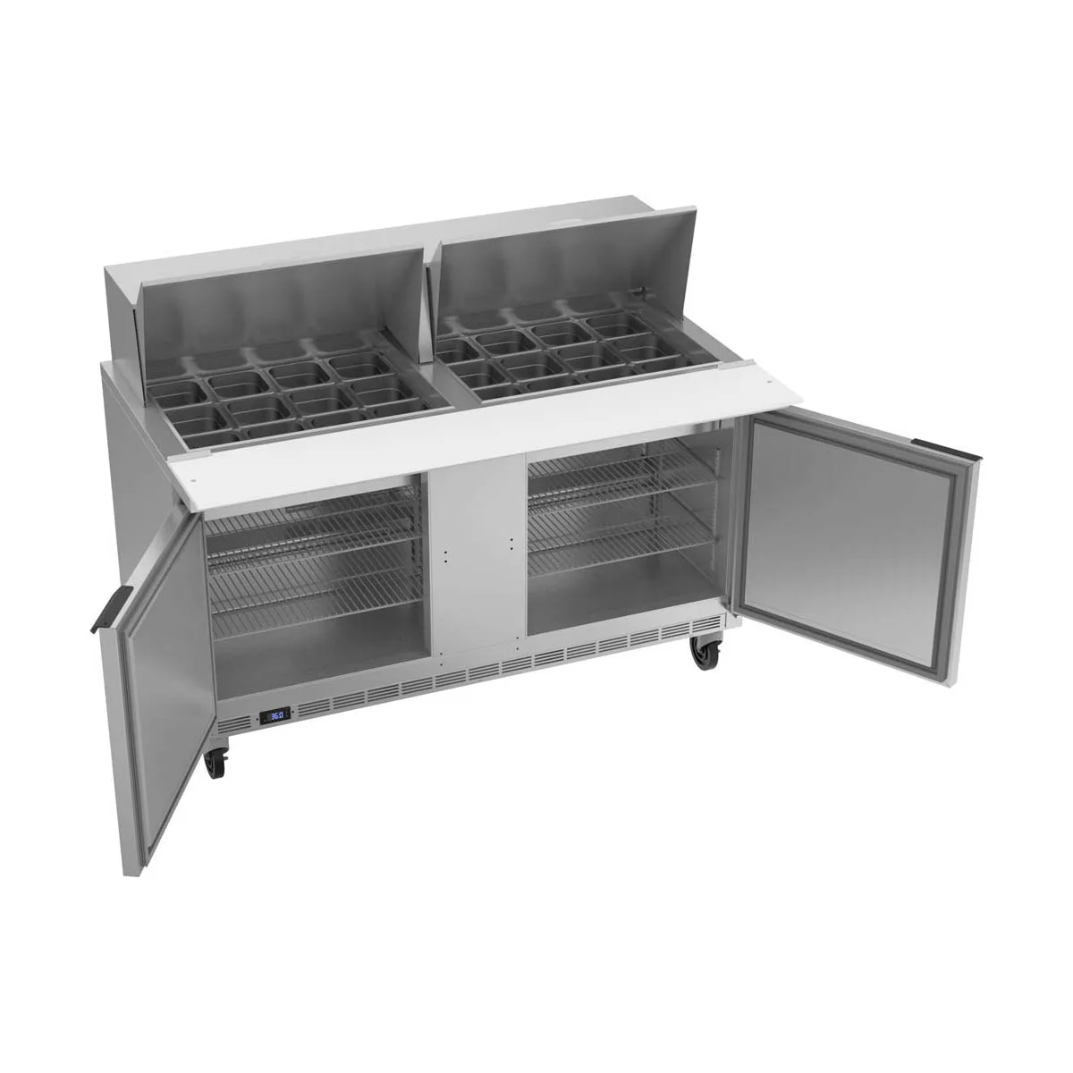 Beverage Air SPE60HC-24M 60" Mega Top Sandwich / Salad Prep Table w/ 2 Doors, 24 Pans, 16 cu. ft.