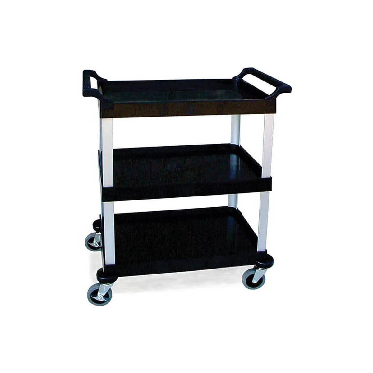 Lakeside 2500 Black Plastic 3 Shelf Utility Cart - 31-3/4"W x 17-1/2"D x 38"H