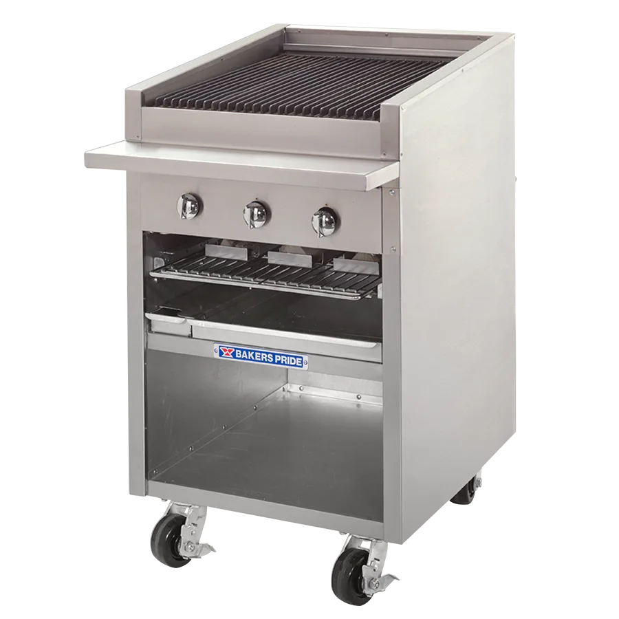Bakers Pride F-24RS-R 24" Floor Model Gas Radiant Charbroiler w/ Cabinet Base, 60.000 BTU