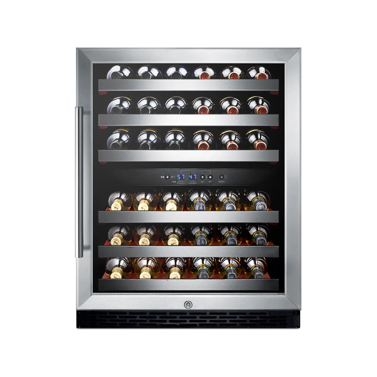 Summit SWC530BLBISTCSSADA 24" Glass Door Wine Refrigerator, Dual Temperature, 36 Bottles