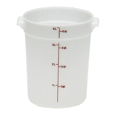 Cambro RFS4148 Round 4 Qt Container, 8-3/16" Dia x 8-9/16" H, White Polyethylene, NSF