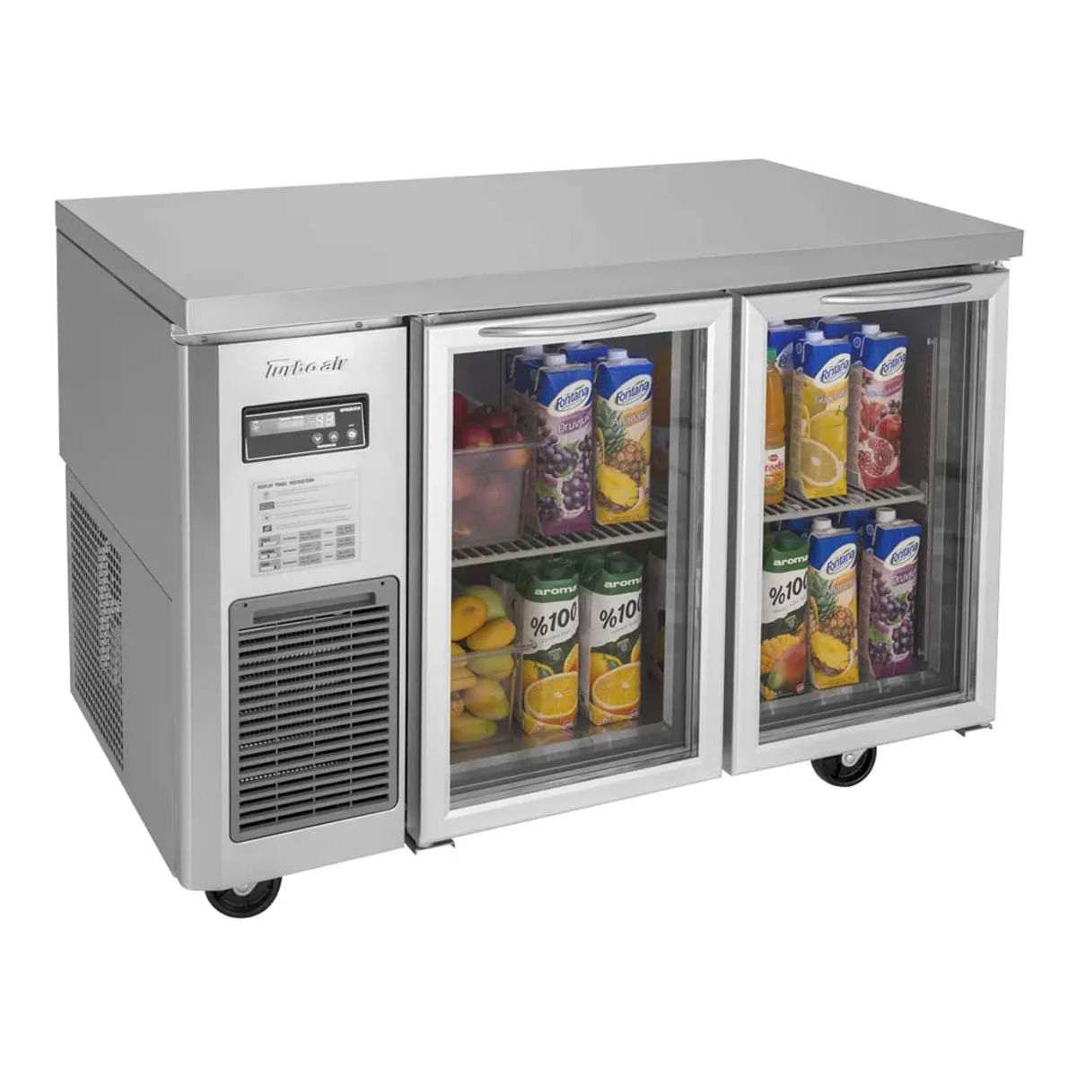 Turbo Air JUR-48-G-N 47" 2-Section Undercounter Refrigerator w/ 2 Glass Doors, 10.6 cu. ft.