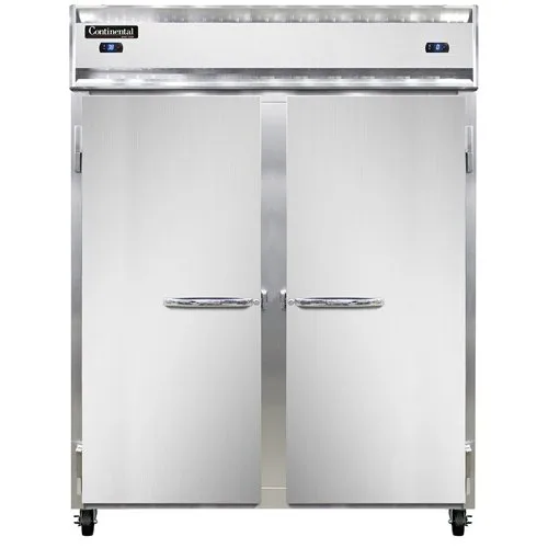 Continental Refrigerator 2RFEN 57" 2-Section Reach-In Refrigerator Freezer w/ 2 Solid Doors