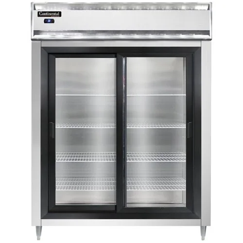 Continental Refrigerator D2RENSGD 57" 2-Section Reach-In Refrigerator w/ 2 Sliding Glass Doors, 52 cu. ft.