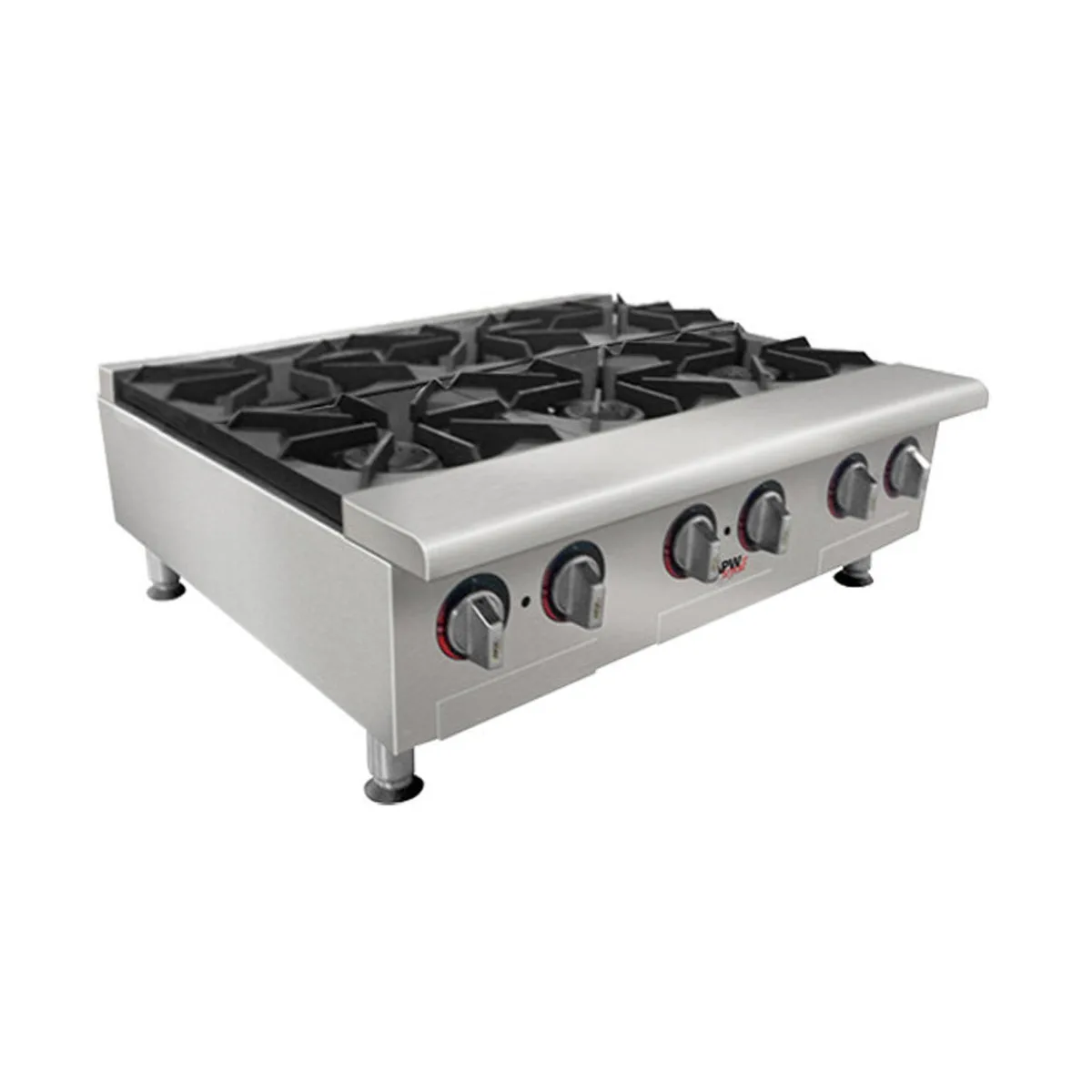 APW Wyott GHP-6S 36" Countertop Gas Hotplate with (6) Burners, Manual Controls, 132.000 BTU