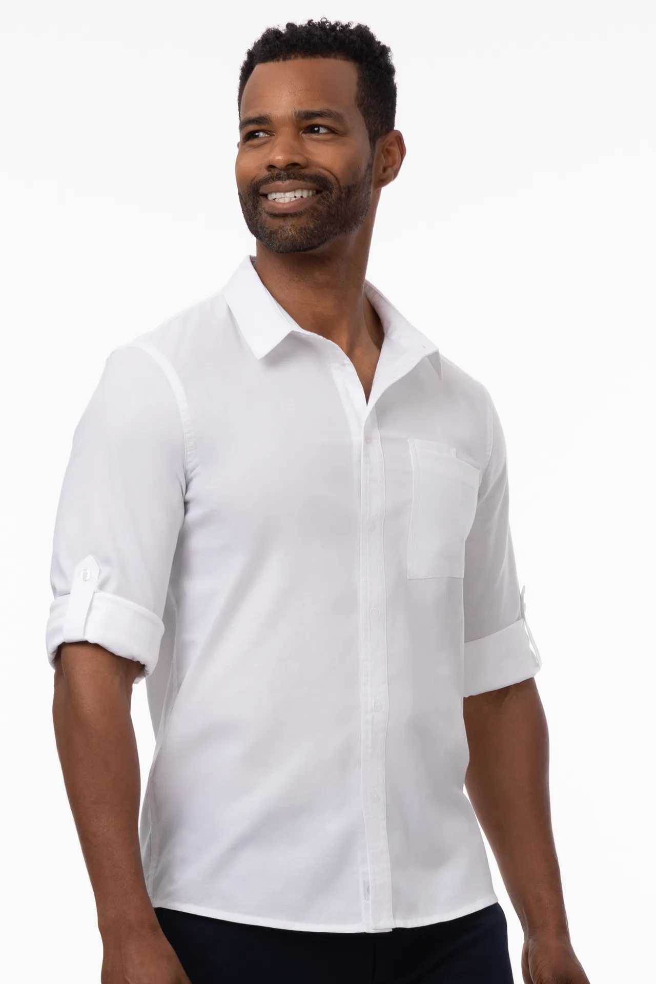 Chef Works SES01-WHT-3XL Utility Cook Shirt, 3XL White Poly/Cotton, Long Sleeve Button Front