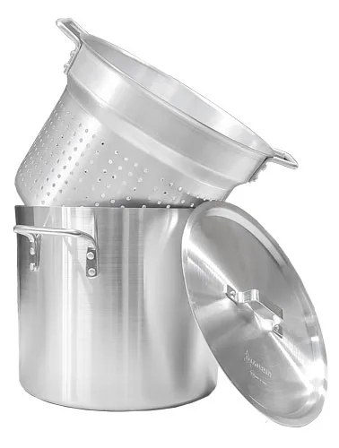 Omcan USA 43441 Double Boiler Pot, 20‑Qt with Perforated Inner Pot, Aluminum