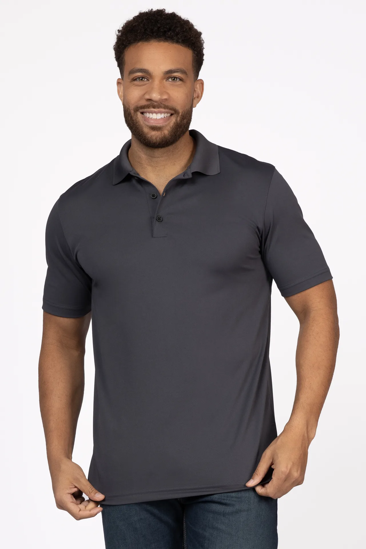 Chef Works Z650-IGY-5XL Men's Collared Polo Shirt, 5XLarge, 100% Polyester, Iron Gray