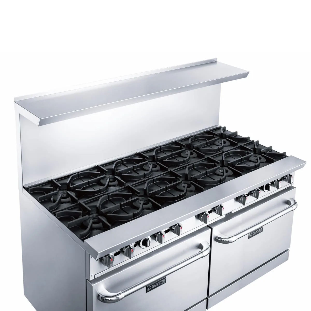 Dukers DCR60-10B 60" 10 Burner Gas Range - (2) Standard Ovens, Convertible