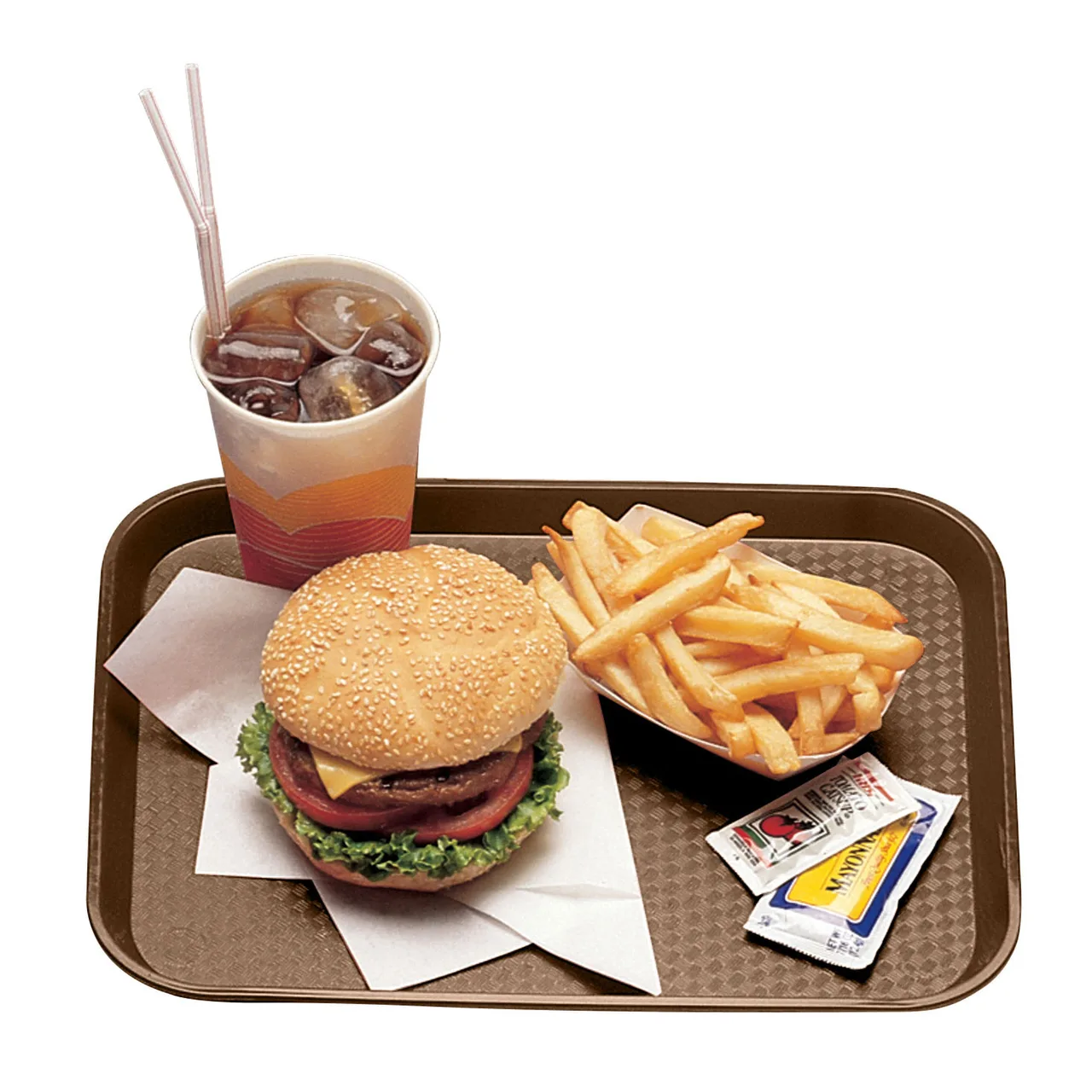 Cambro 1216FF167 Fast Food Tray – 12" x 16" Rigid‑Bottom, Polypropylene, Brown, Dishwasher Safe