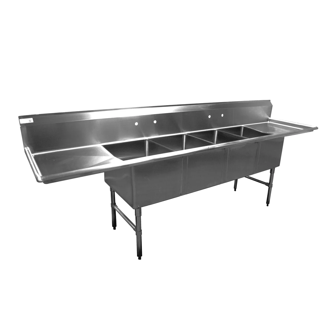 Serv-Ware E4CWP16202-18 100" Four Compartment Sink, 16"W x 20"L Bowl With 2 Drainboards