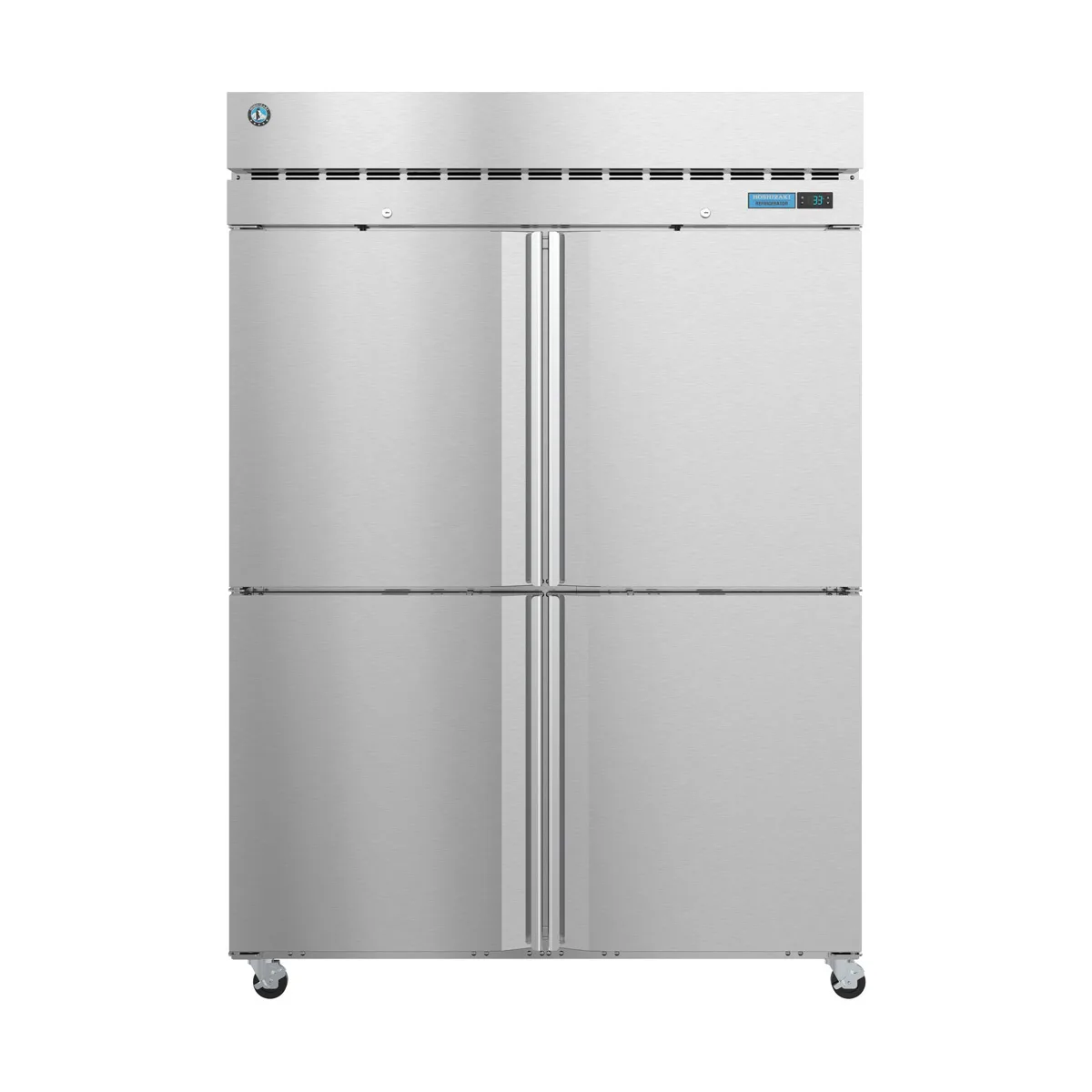 Hoshizaki R2A-HS 55" 2-Section Reach-In Refrigerator w/ 4 Solid Half Doors, Top Mounted, Stainless Steel, 50 cu. ft.