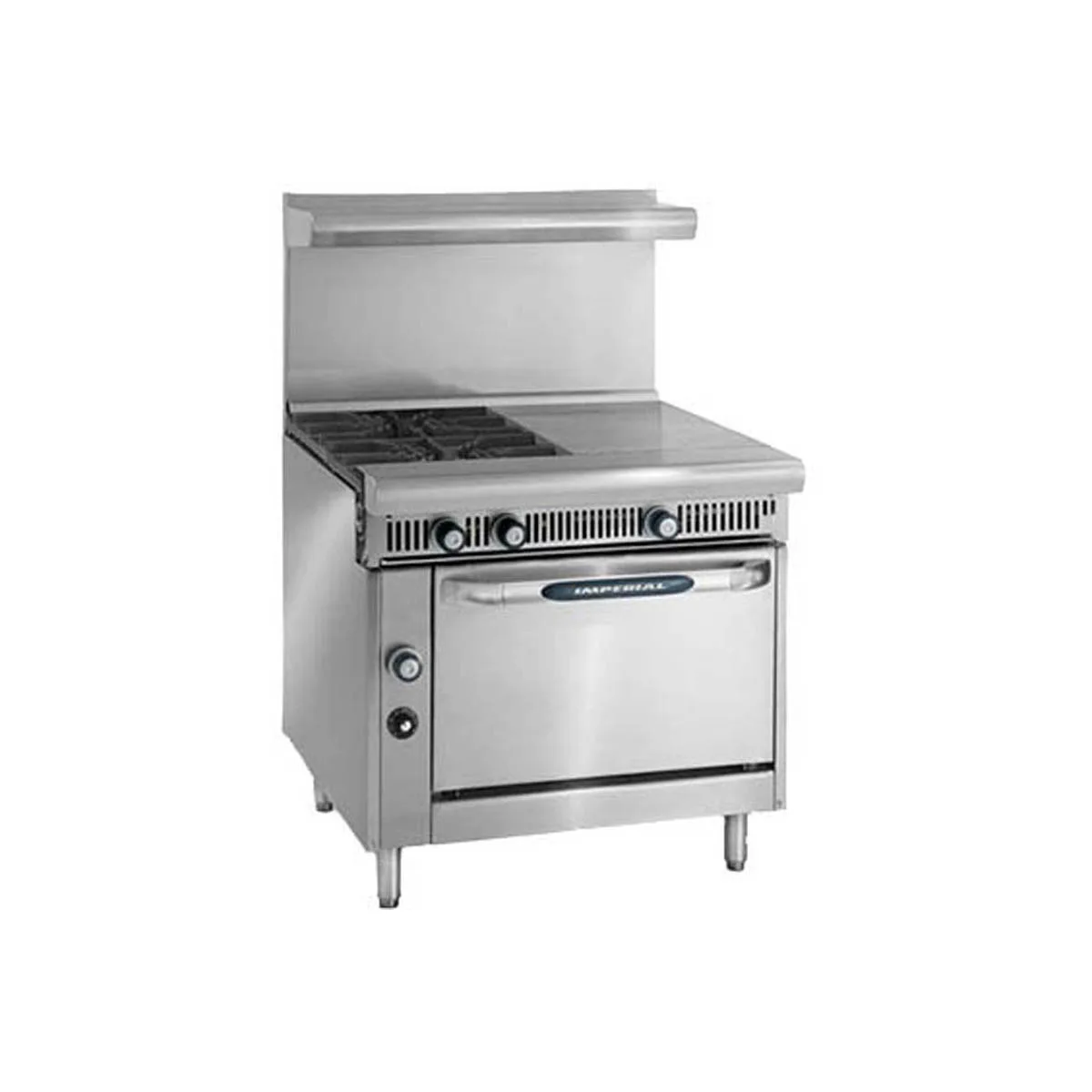 Imperial IHR-2HT-2 36" Gas Heavy Duty Range w/ (2) Open Burners, (2) Hot Tops, (1) Standard Oven, 170.000 BTU