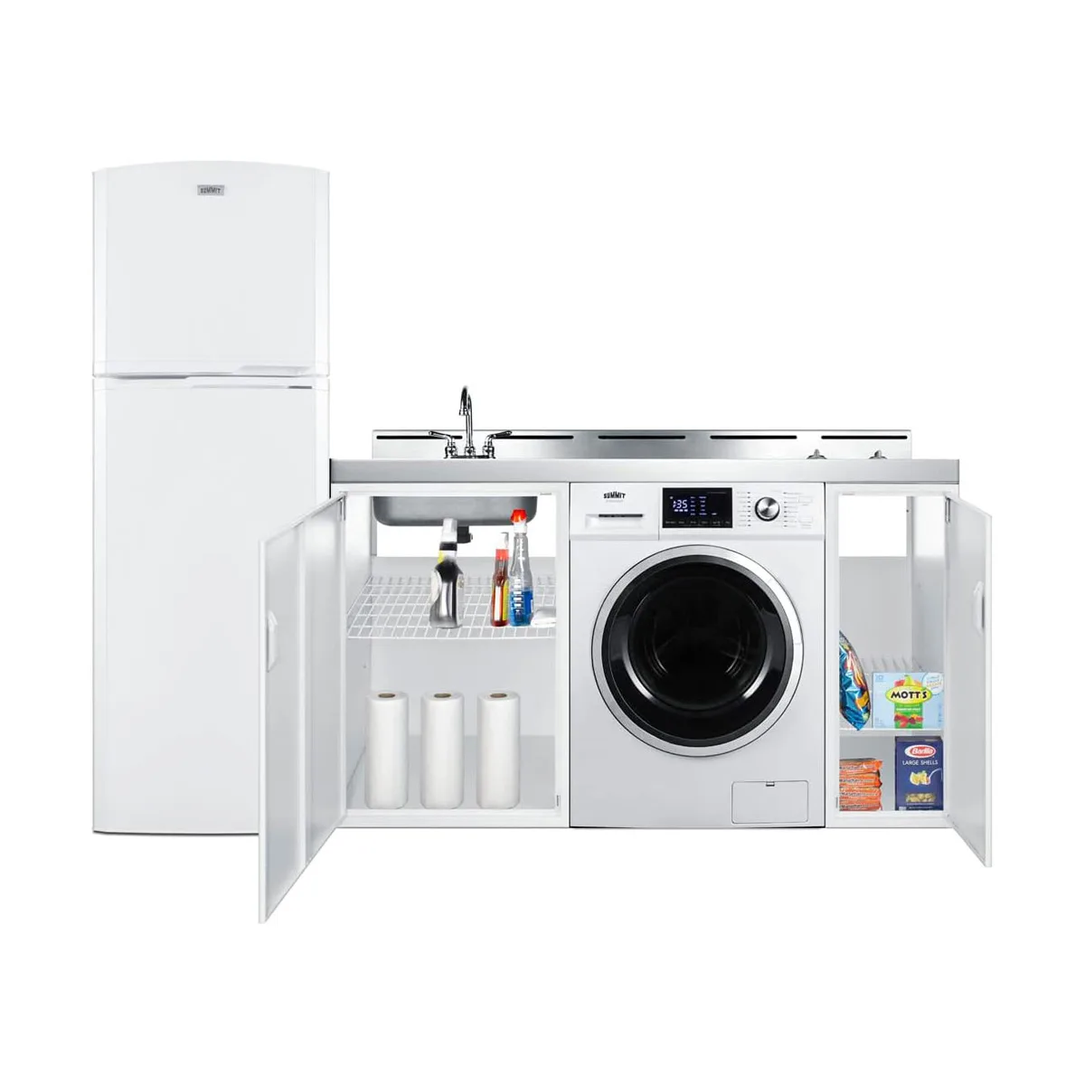 Summit ACKSPWD821G All-In-One Combination Kitchenette with Washer/Dryer Combo