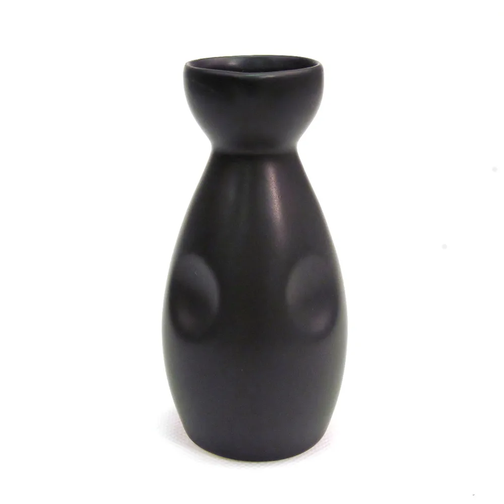 CAC China 666-WP-BLK Japanese Sake Pot, 6 oz, 1-3/4" dia. x 5-1/4"H, Stoneware, Black - 1 Dozen