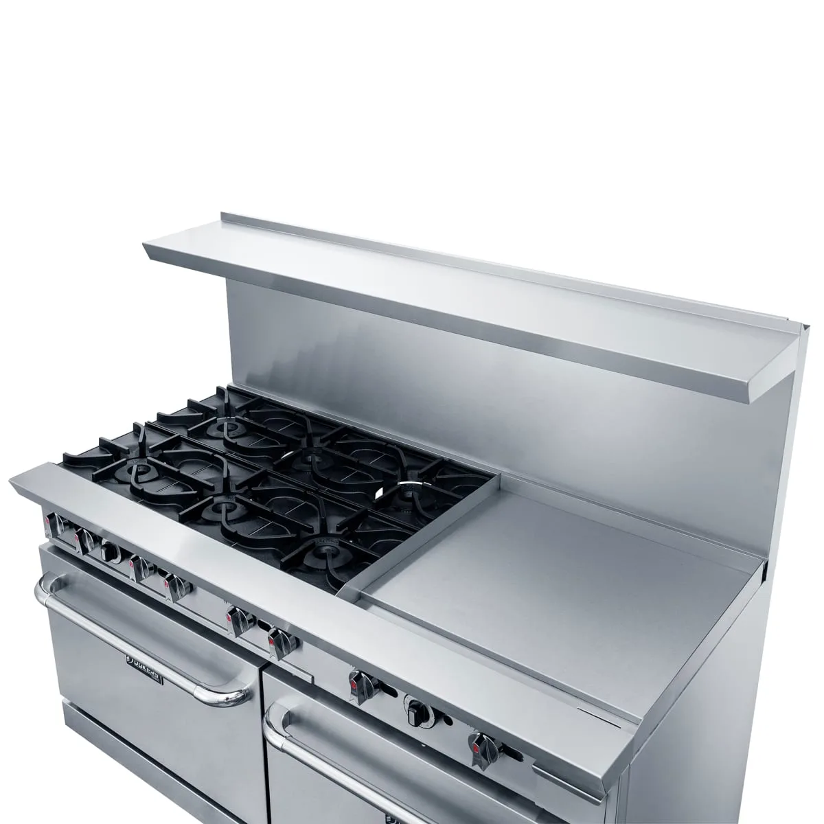 Dukers DCR60-6B24GM 60" 6 Burner Gas Range w/ Griddle - (2) Standard Ovens, Convertible