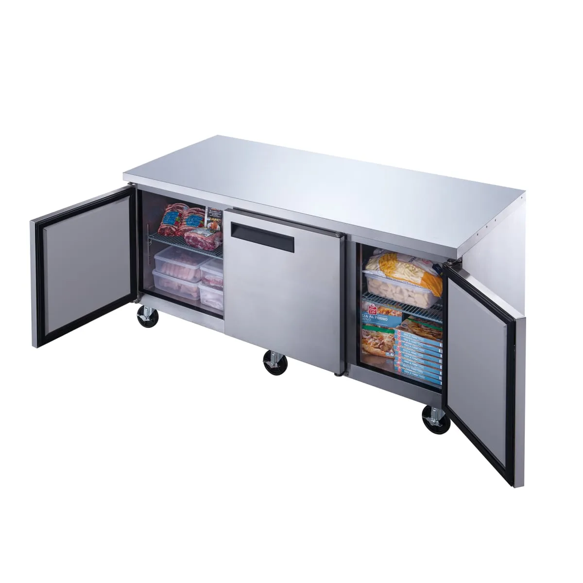 Dukers DUC72F 72 1/2" Undercounter Freezer w/ (3) Sections & (3) Doors, 115v