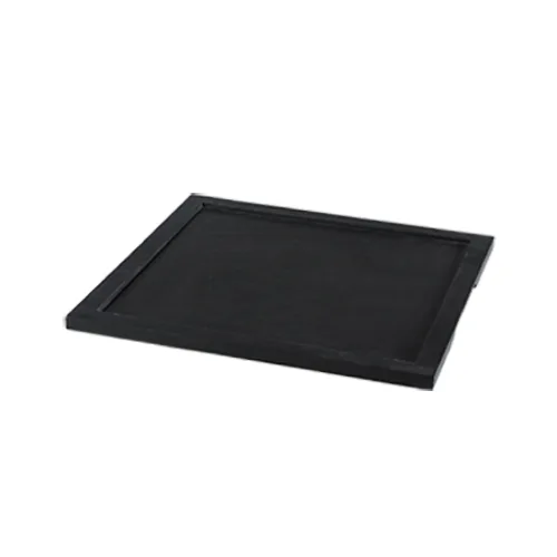 CAC China F-14W Fortune Tray, Square 14" x 14" x 0.5" Wood Serving & Display Tray in Black Finish