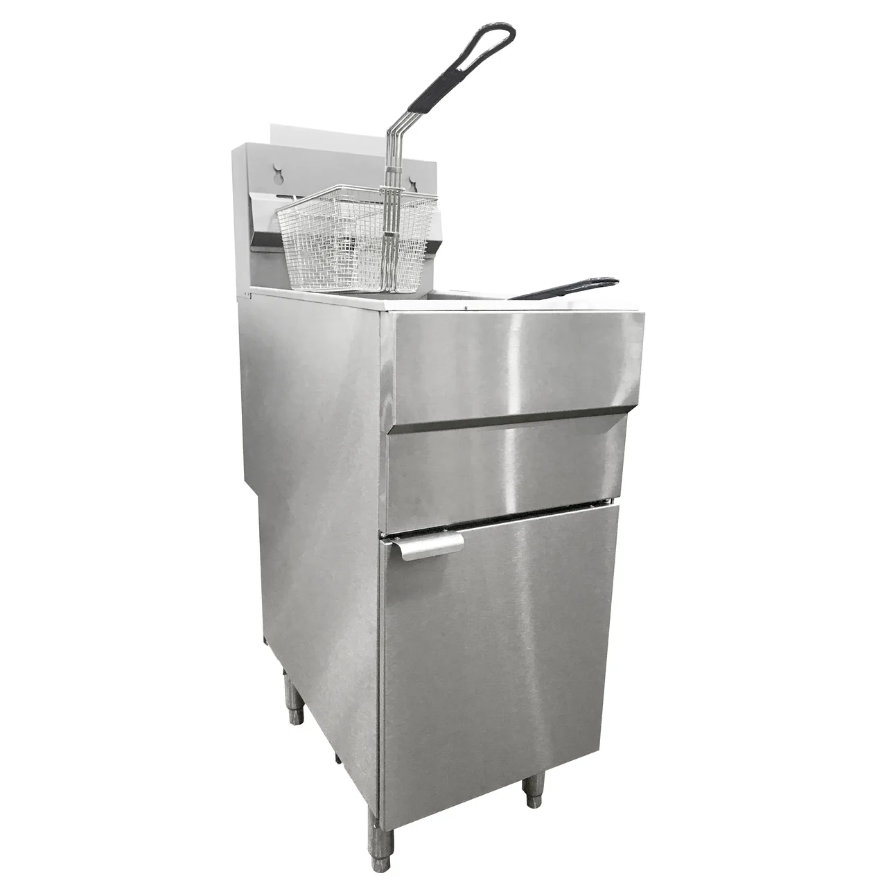 Omcan USA 44225 Full Pot Floor Model Natural Gas Fryer, 35-40 lbs, 90.000 BTU