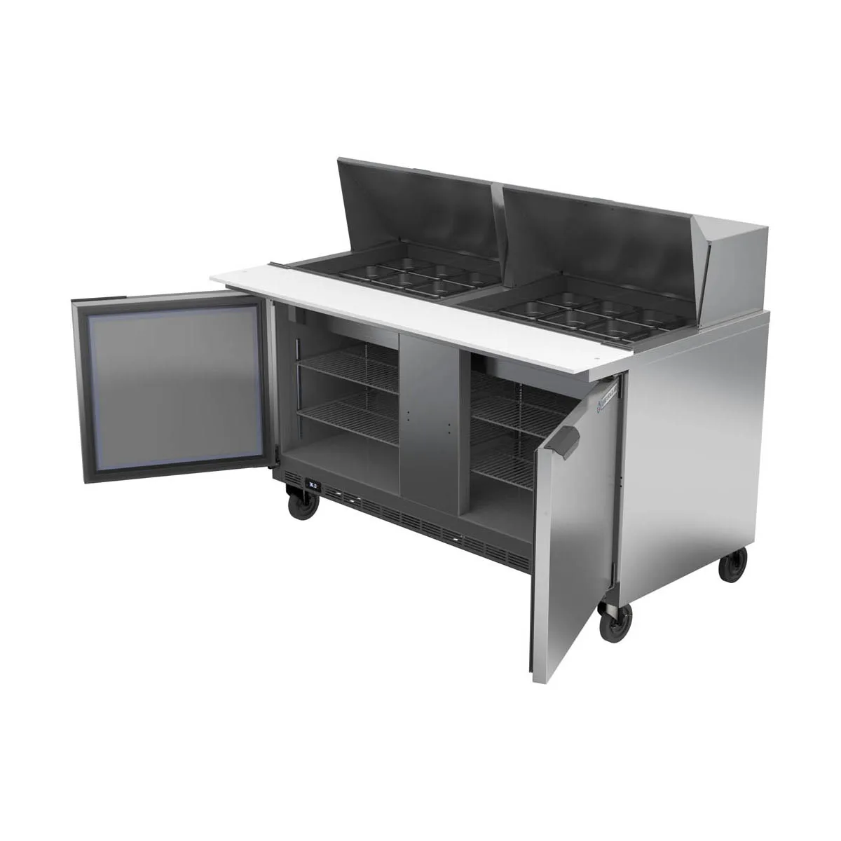 Beverage Air SPE60HC-24M 60" Mega Top Sandwich / Salad Prep Table w/ 2 Doors, 24 Pans, 16 cu. ft.